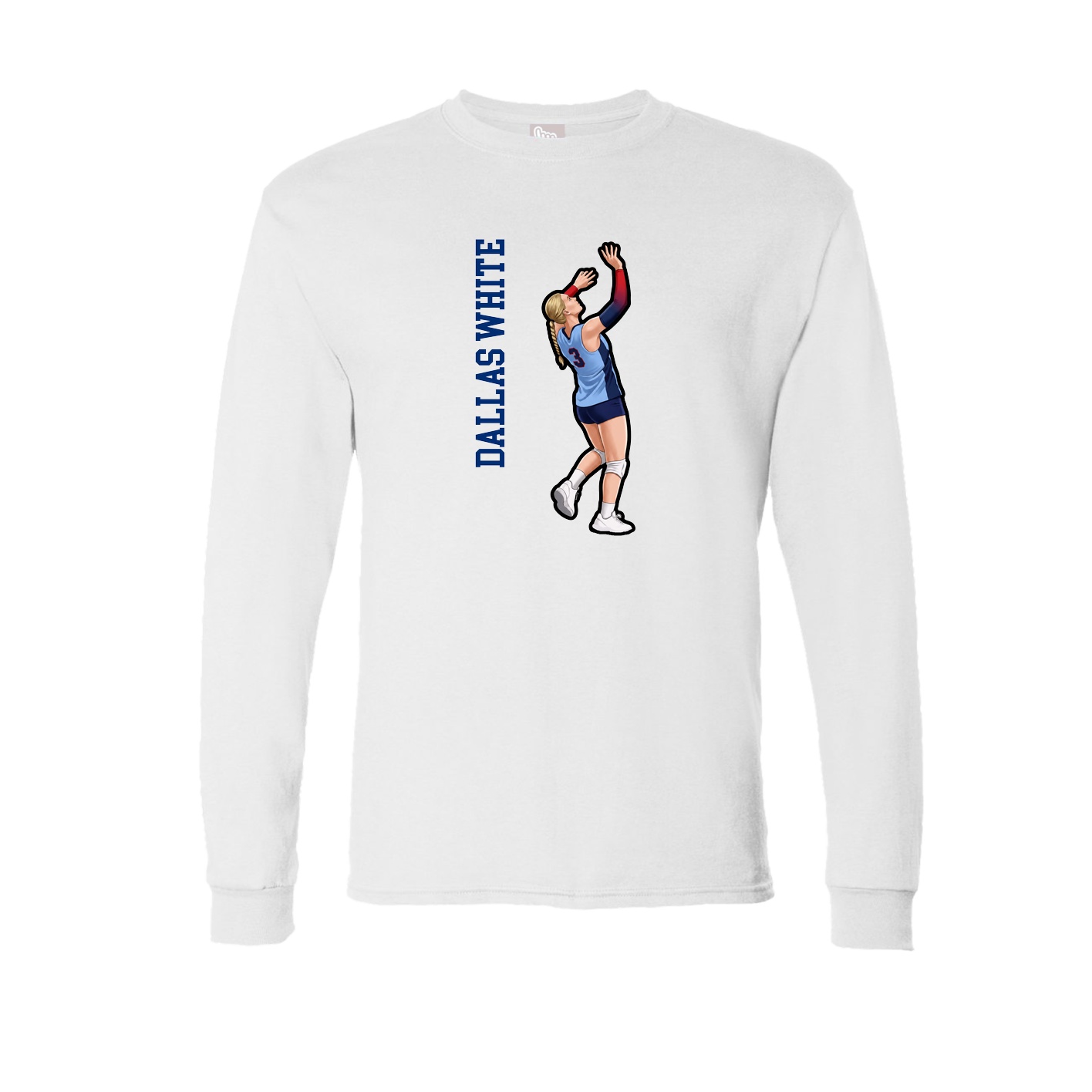 Long Sleeve Tee — Name Vertical in White
