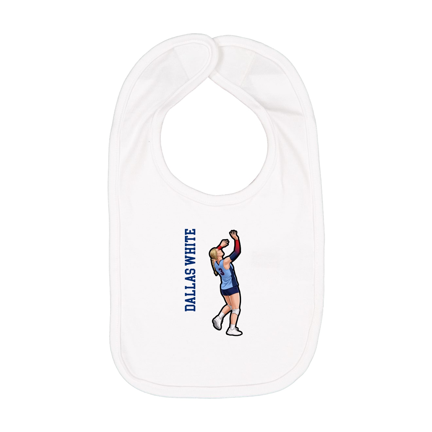 Infant Bib — Name Vertical in White