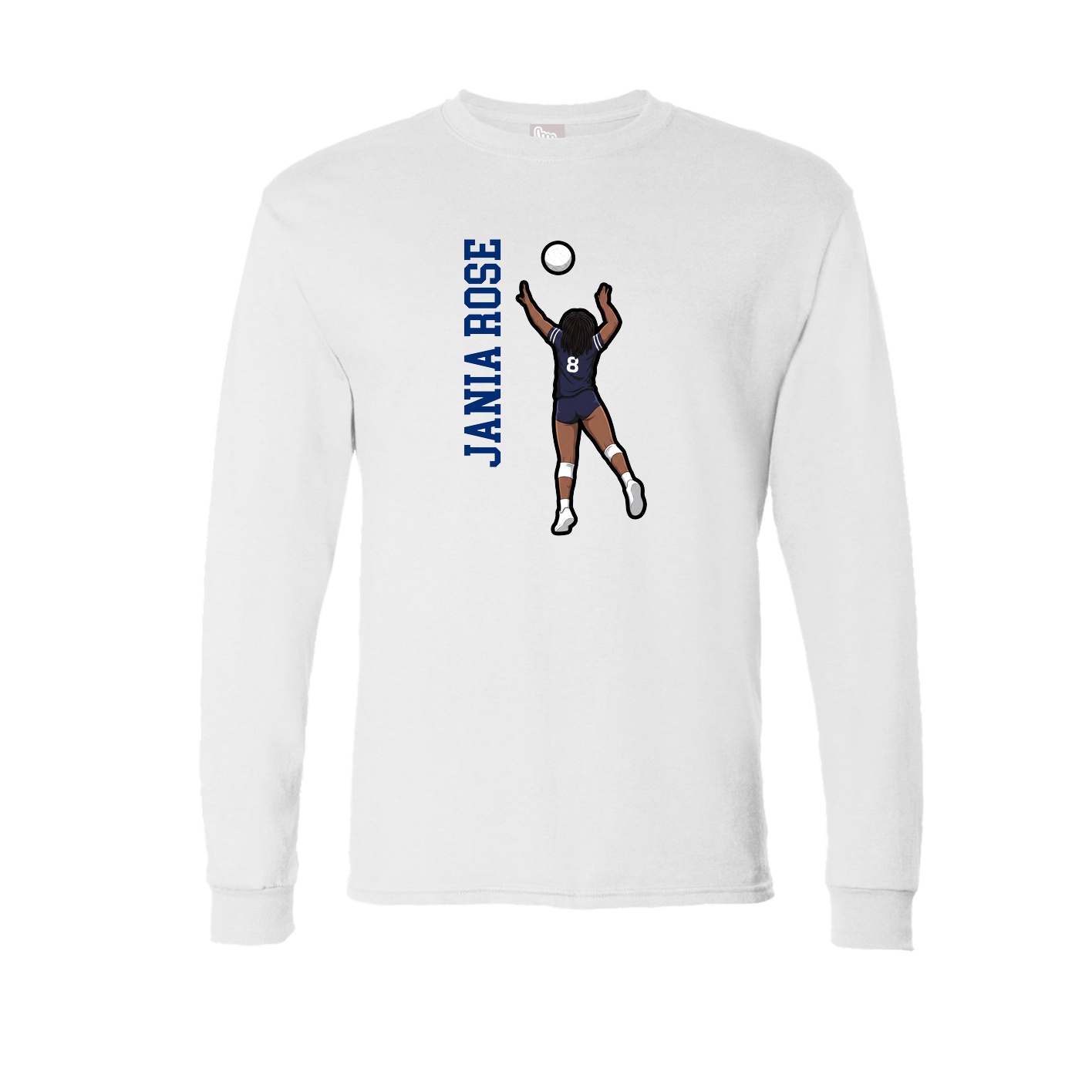 Long Sleeve Tee — Name Vertical in White