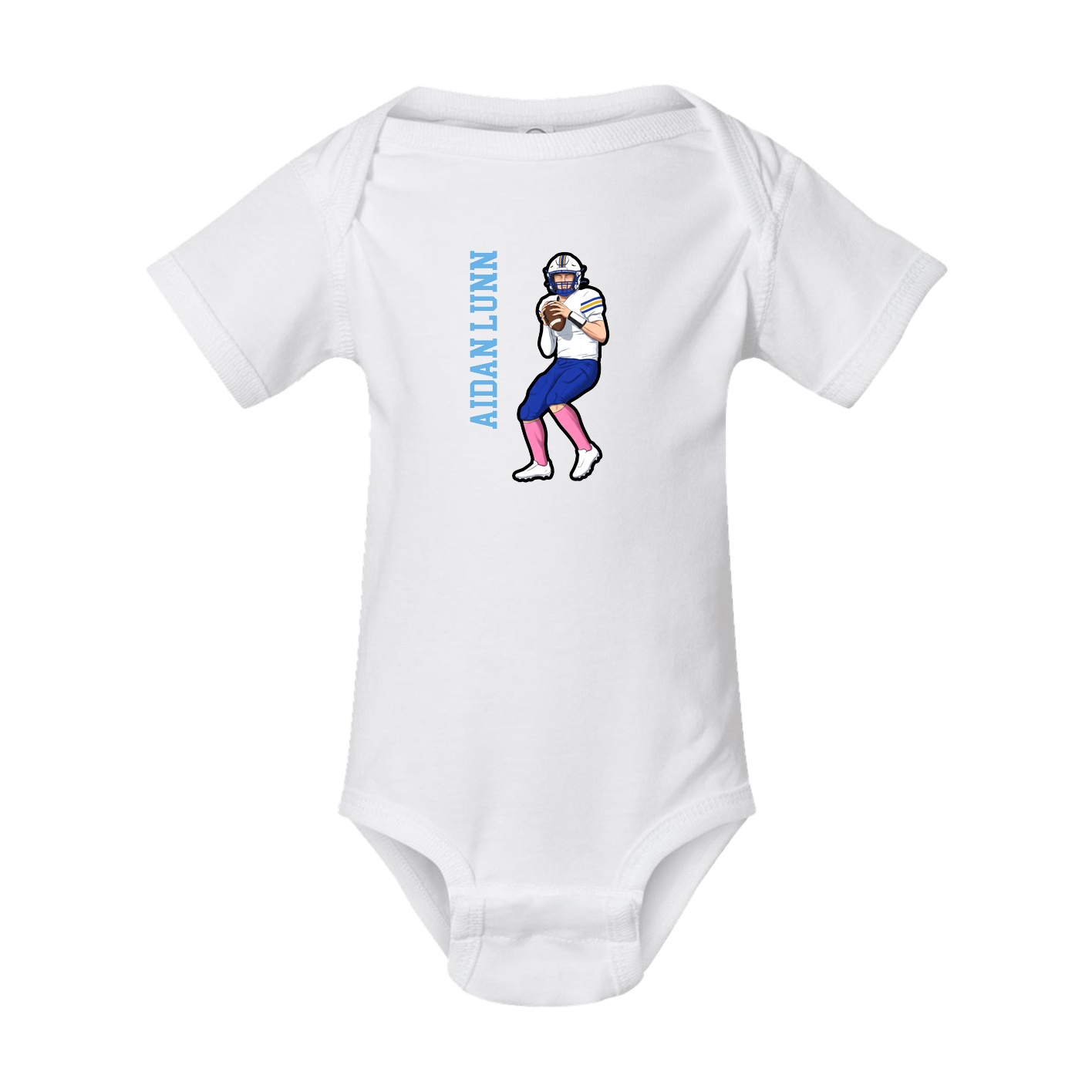 Baby Onesie — Name Vertical in White
