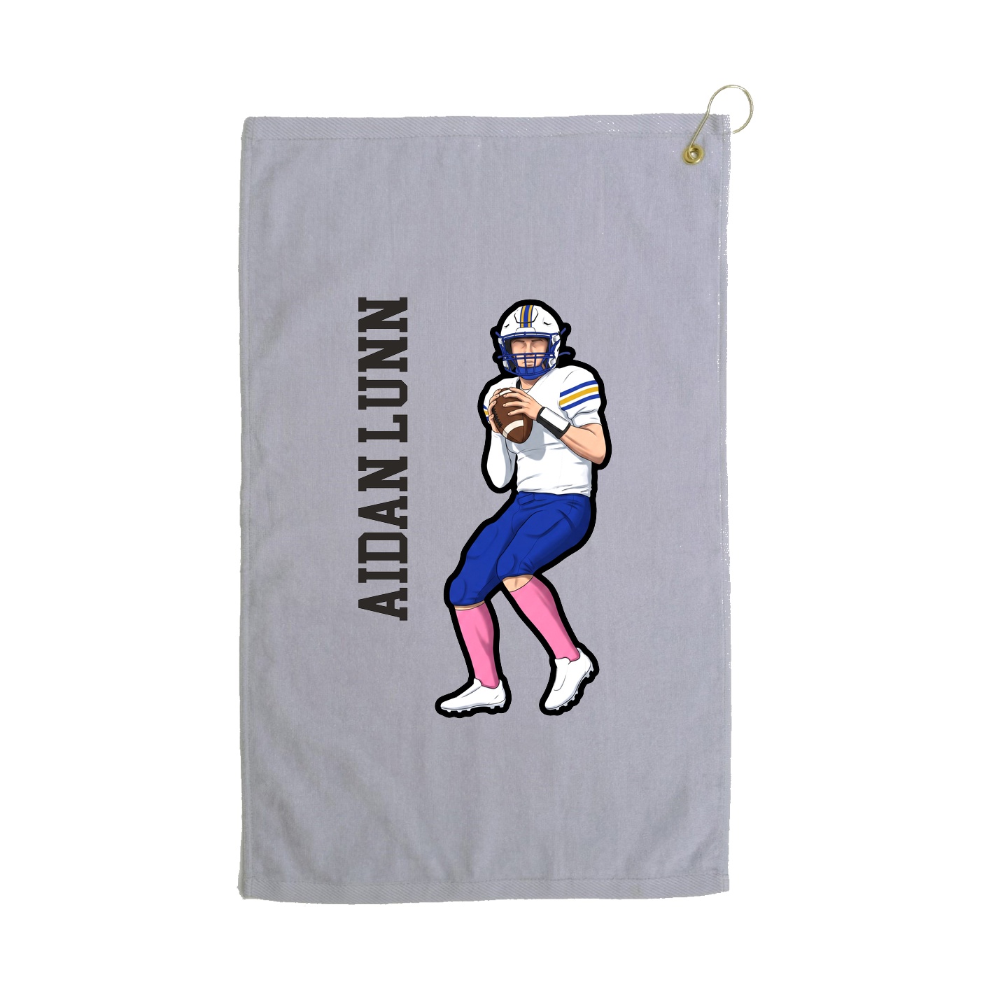 Golf Towel — Name Vertical in Grey