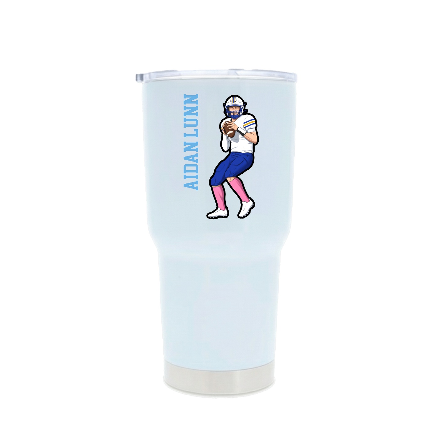 30oz Stainless Steel Tumbler — Name Vertical in White