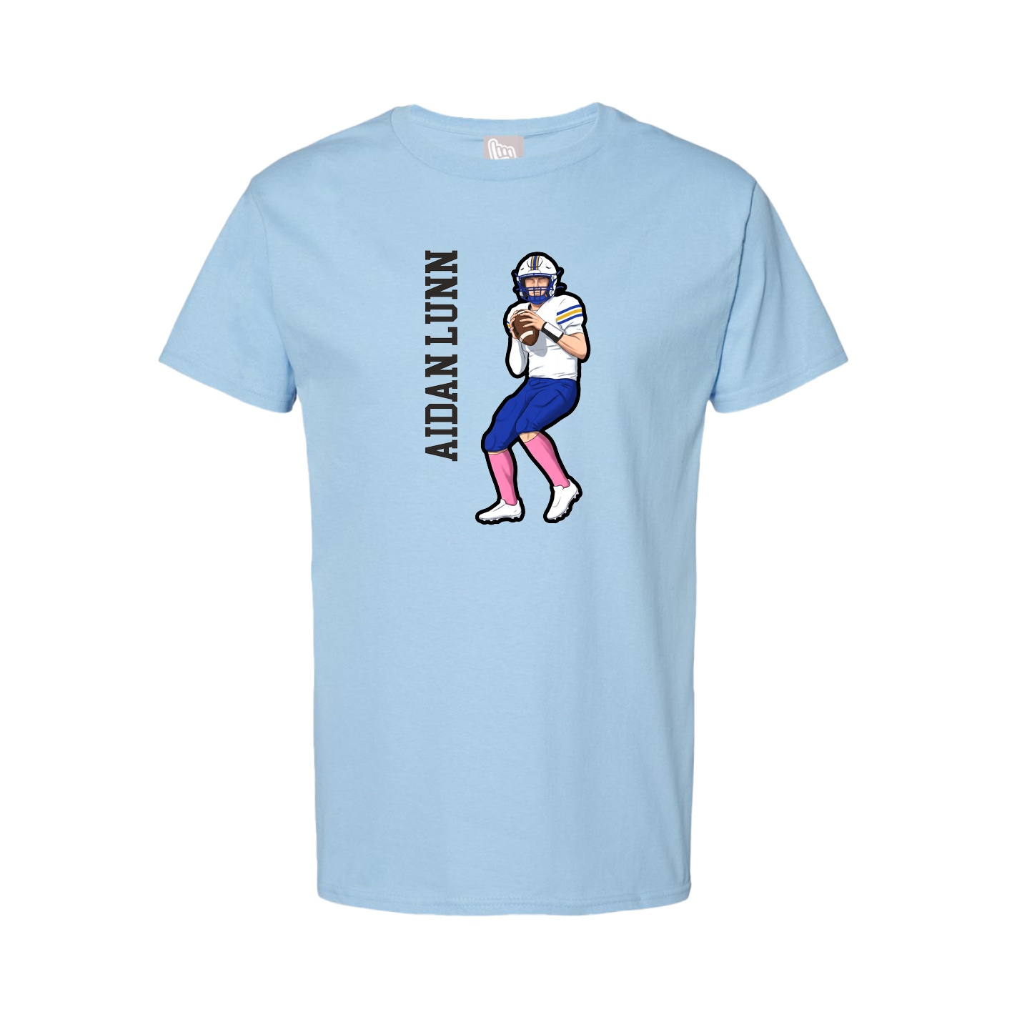 Tee — Name Vertical in Light Blue