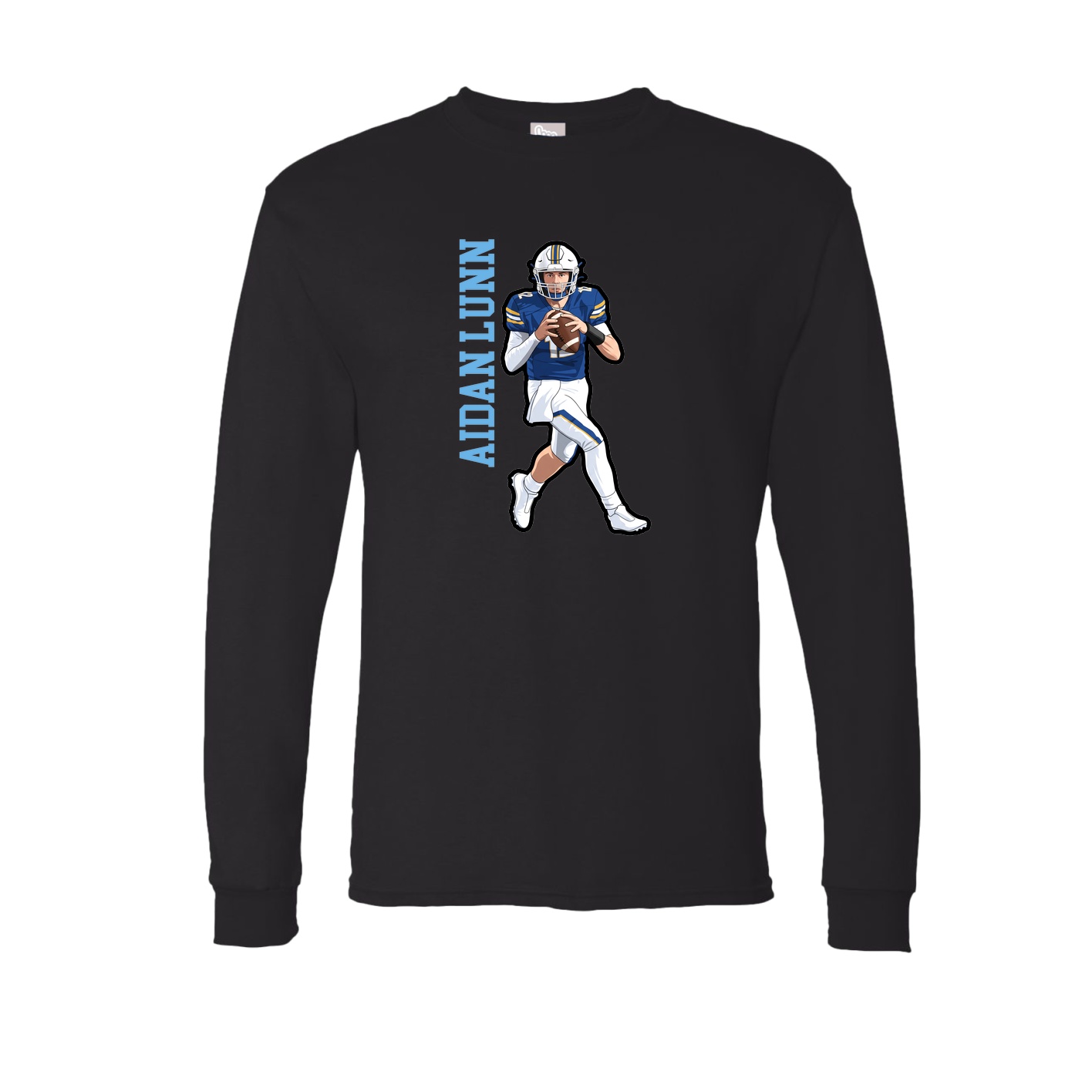 Long Sleeve Tee — Name Vertical in Black