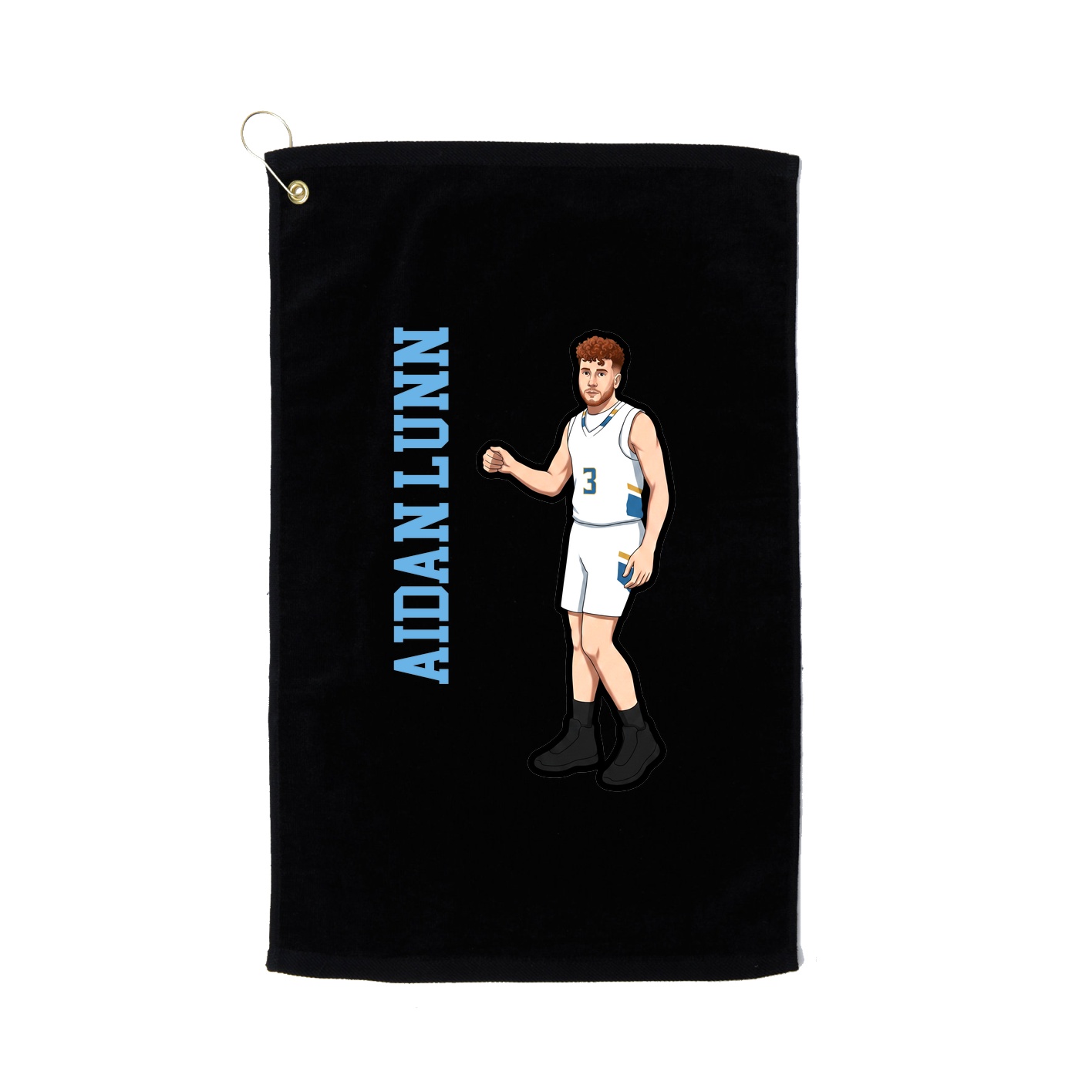 Golf Towel — Name Vertical in Black