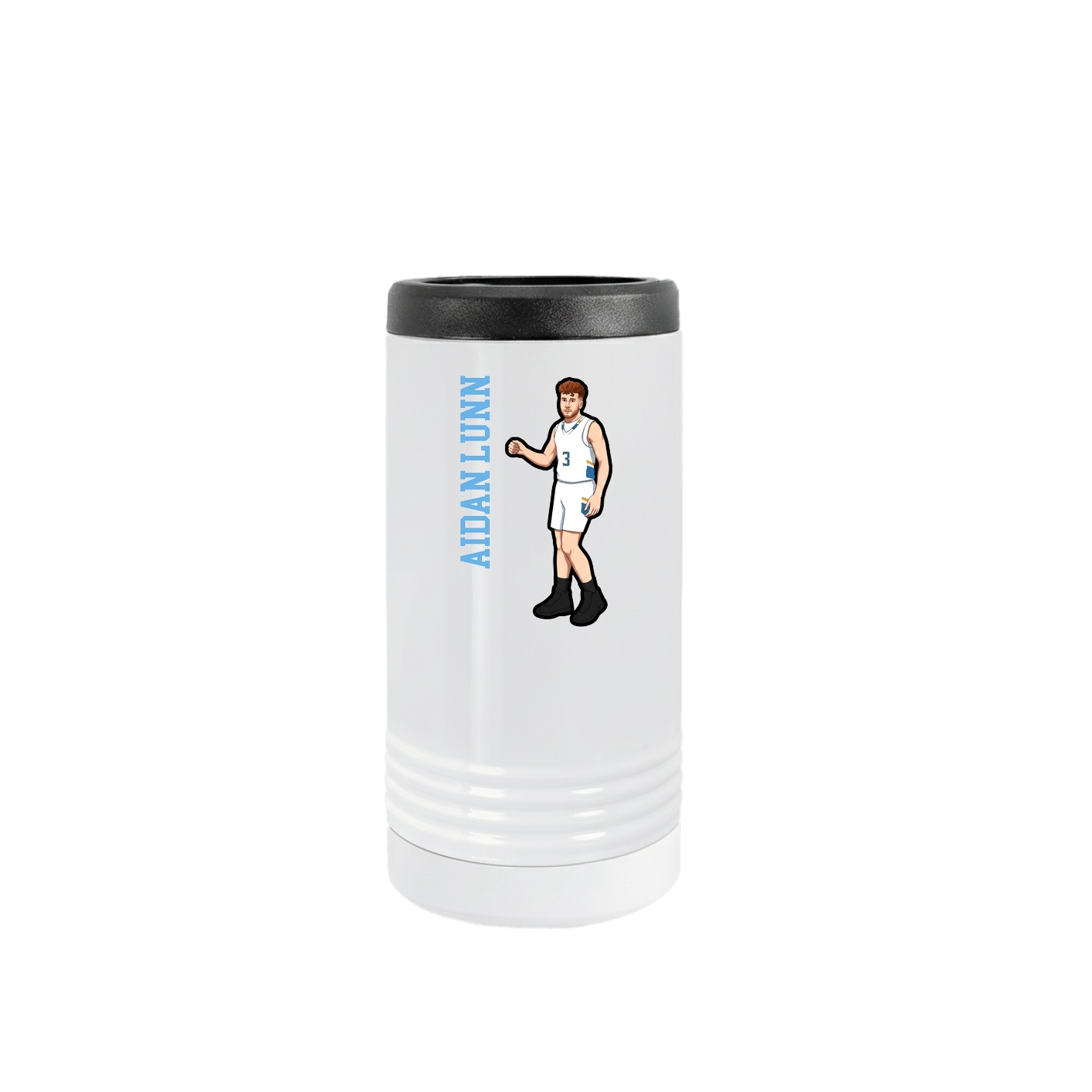 Slim Beverage Holder — Name Vertical in White
