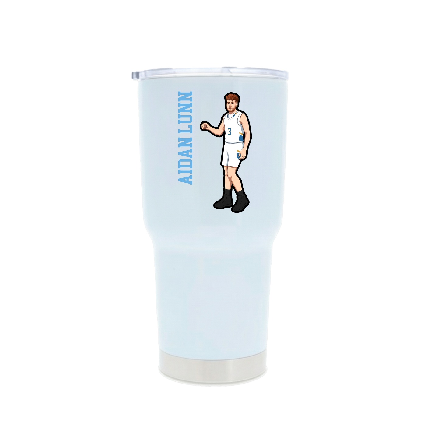30oz Stainless Steel Tumbler — Name Vertical in White