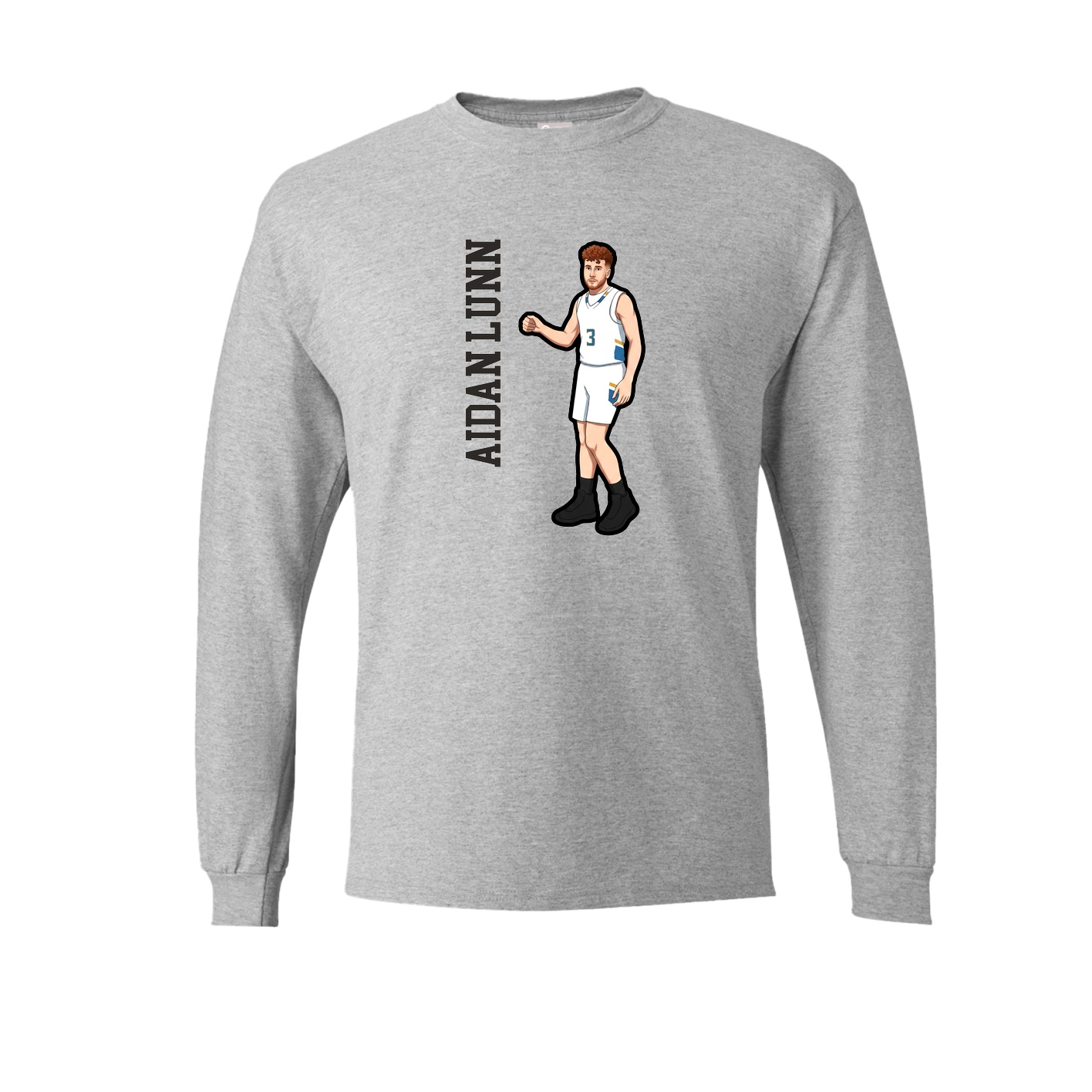 Long Sleeve Tee — Name Vertical in Grey