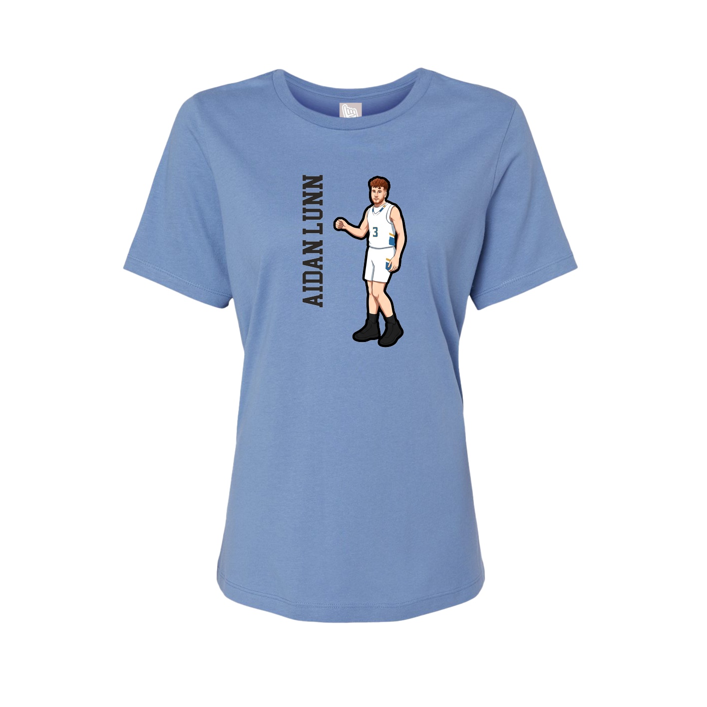 Fitted Women's Tee — Name Vertical in Powder Blue