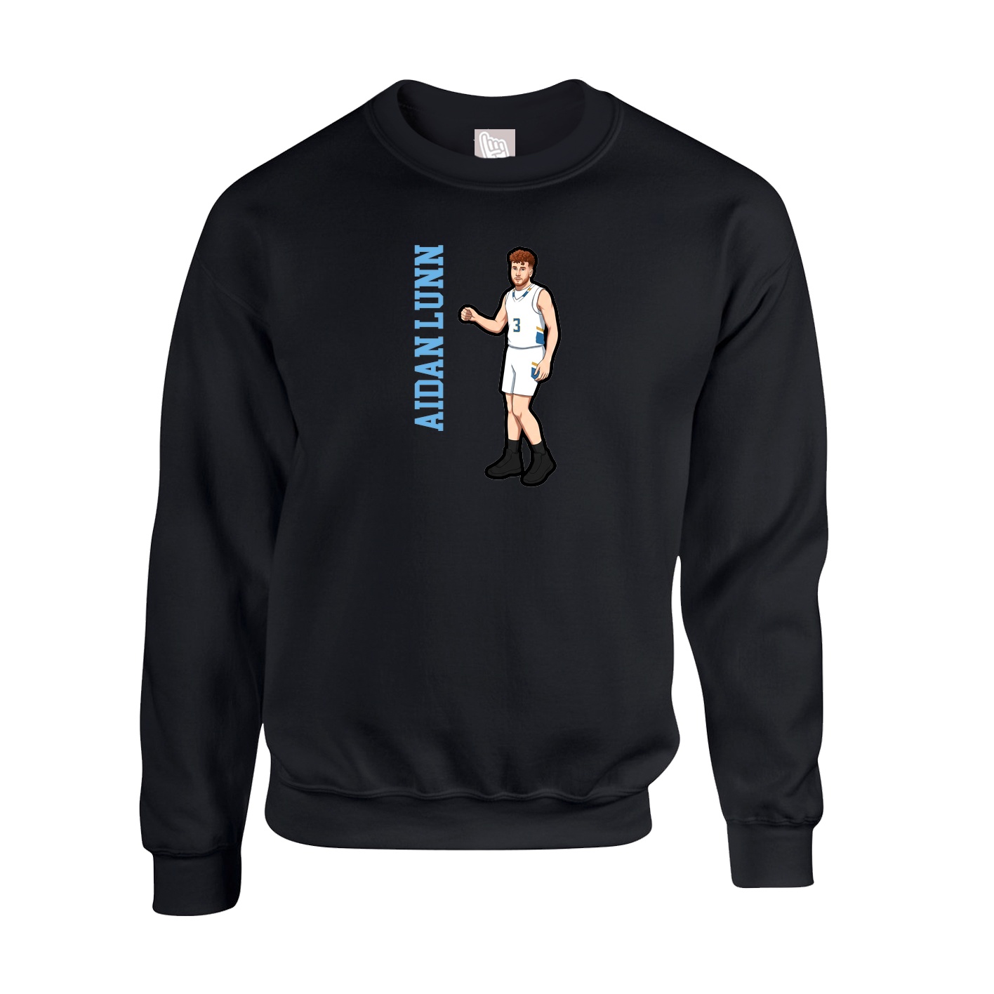 Fleece Crew — Name Vertical in Black