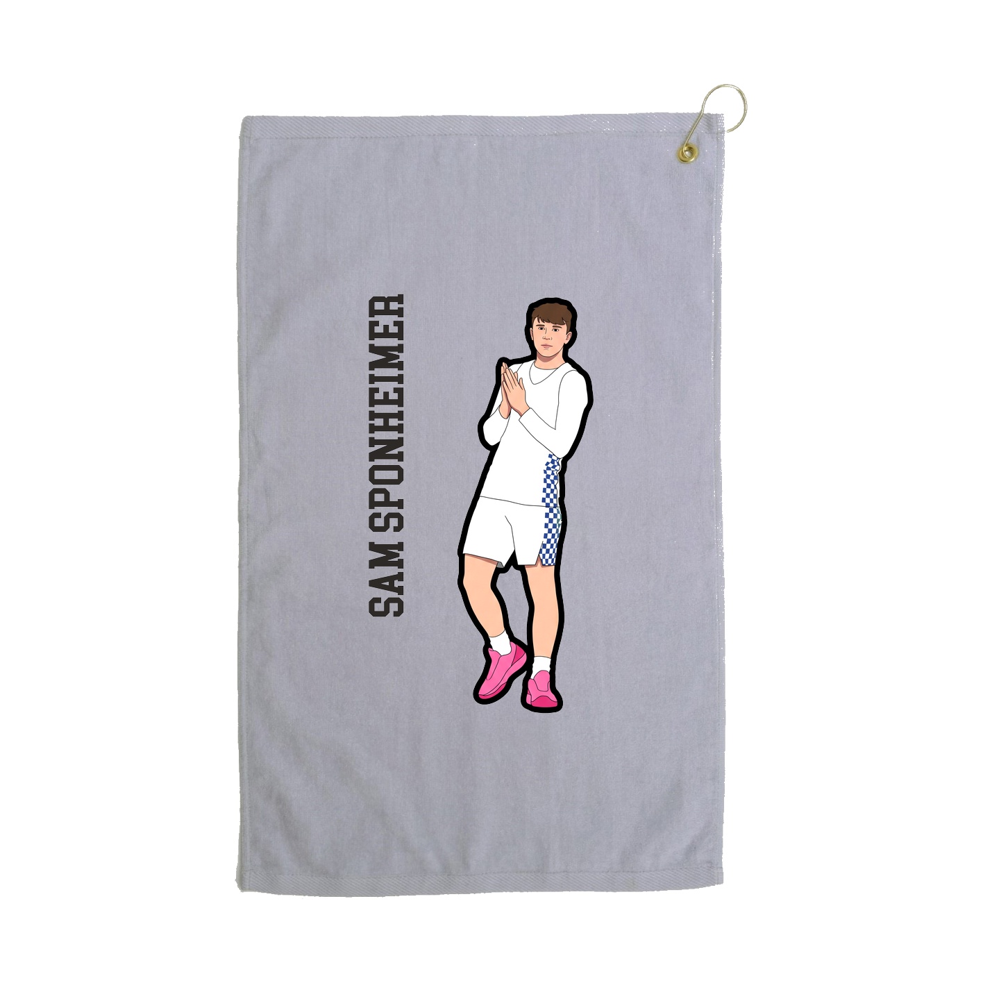 Golf Towel — Name Vertical in Grey