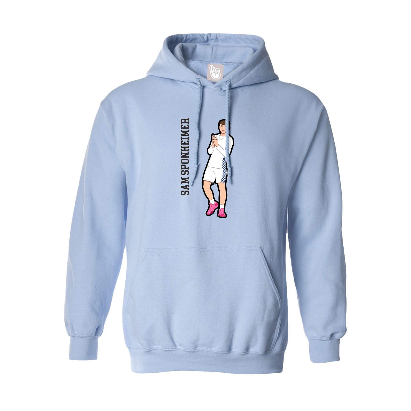 Hoodie — Name Vertical in Light Blue