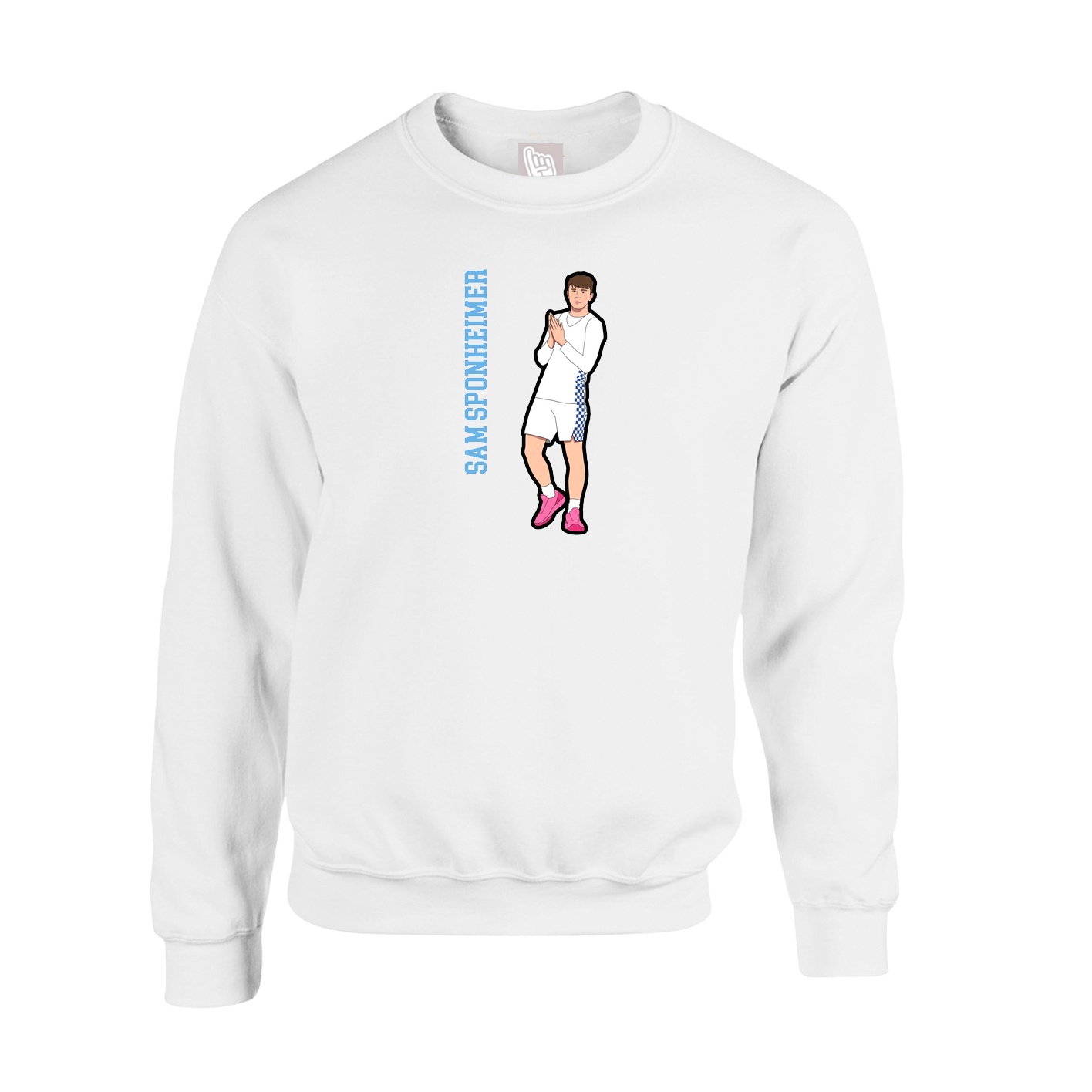 Fleece Crew — Name Vertical in White