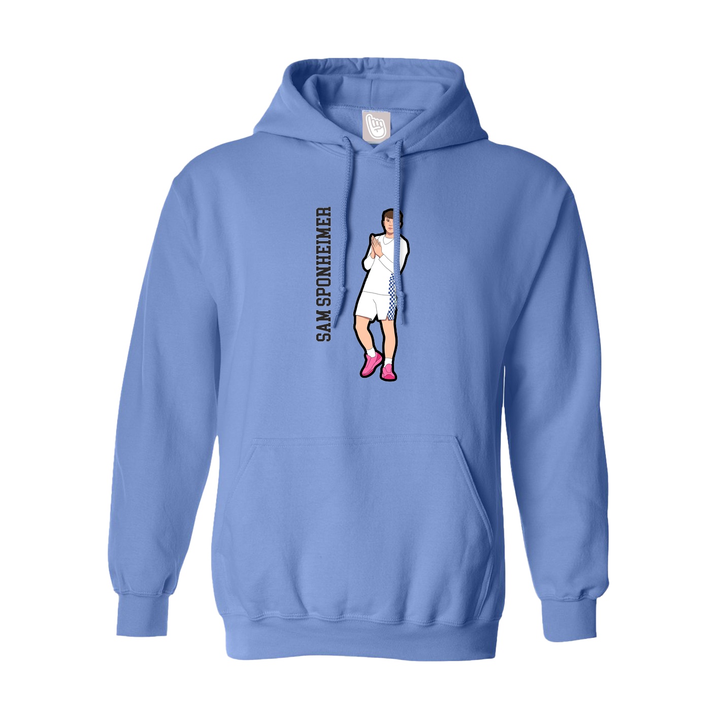 Youth Hoodie — Name Vertical in Powder Blue