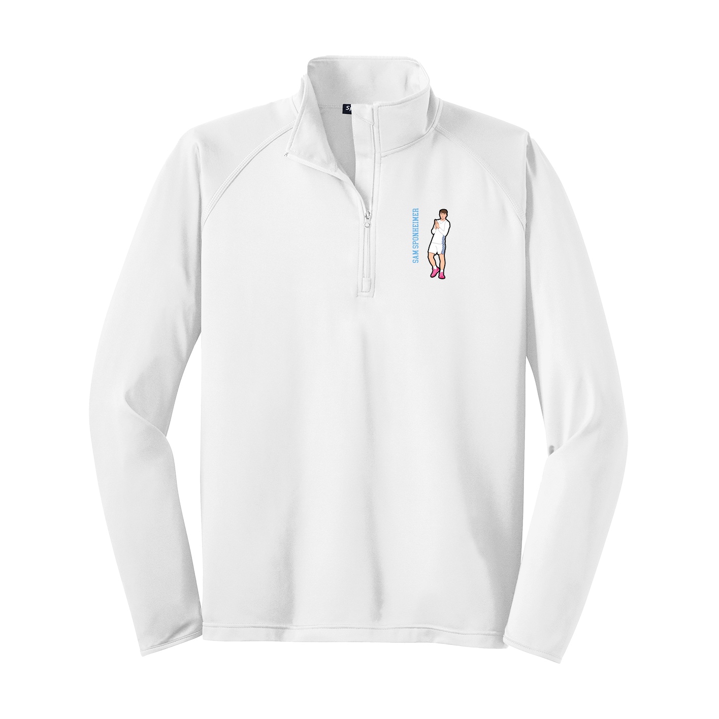 Q-Zip Pullover — Name Vertical in White