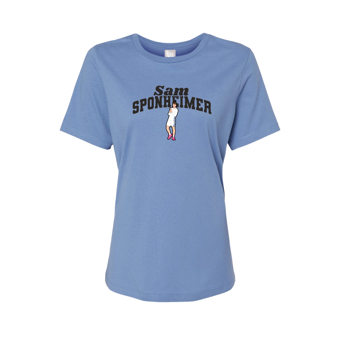 Fitted Women's Tee — Signature Arch in Powder Blue