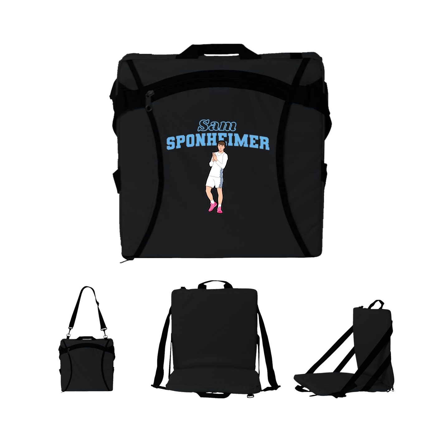Folding Stadium Seat — Name Arch in Black