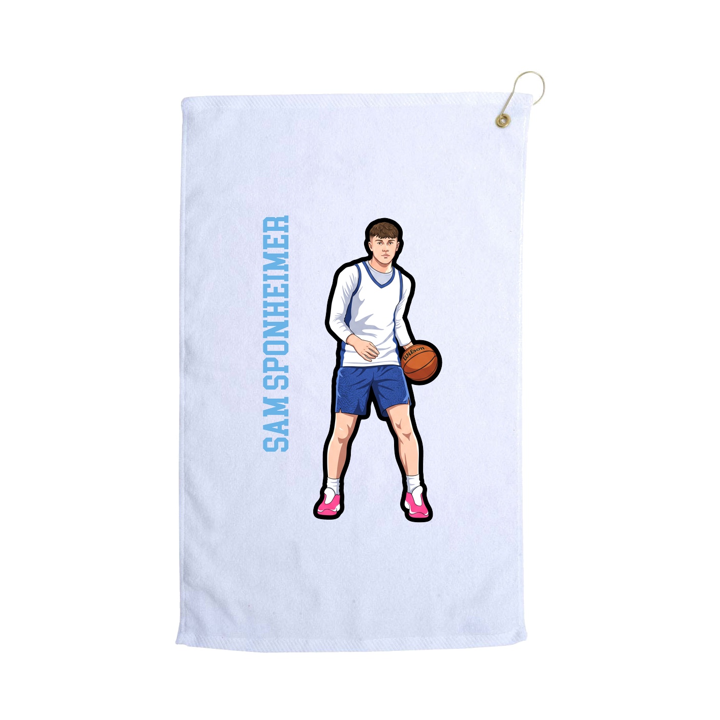 Golf Towel — Name Vertical in White