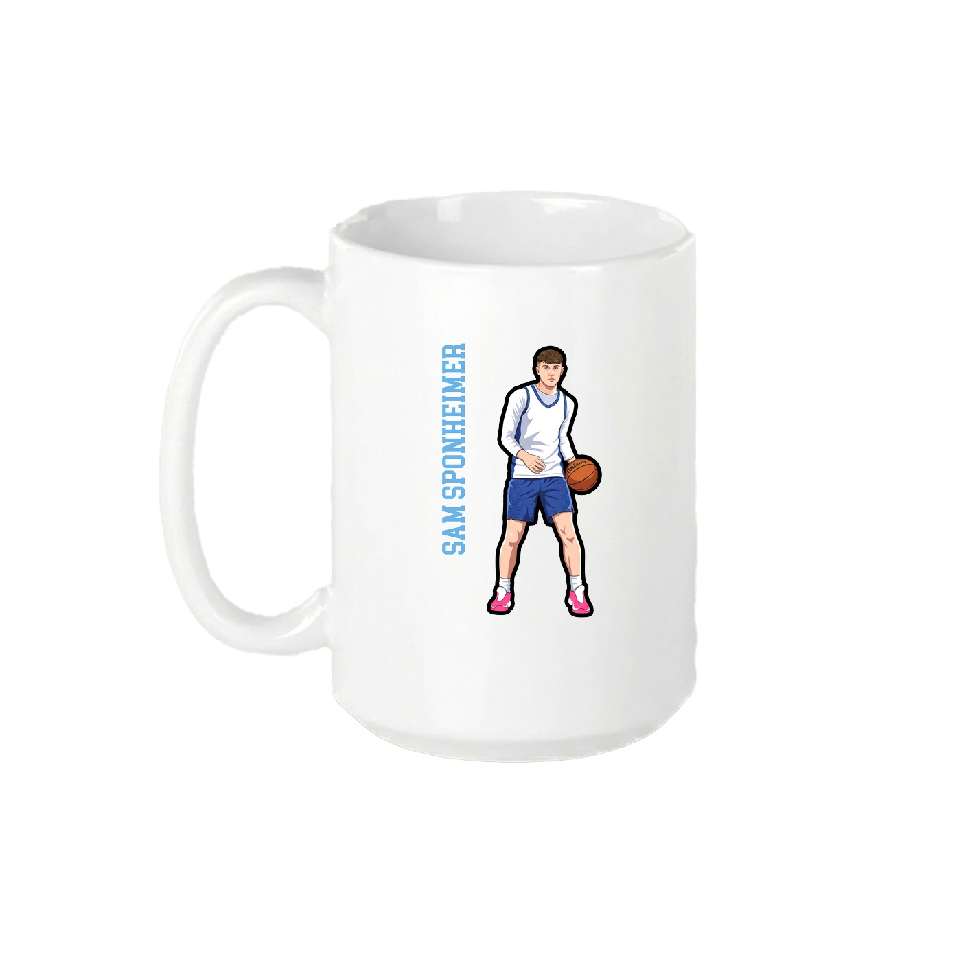 15oz Coffee Mug — Name Vertical in White