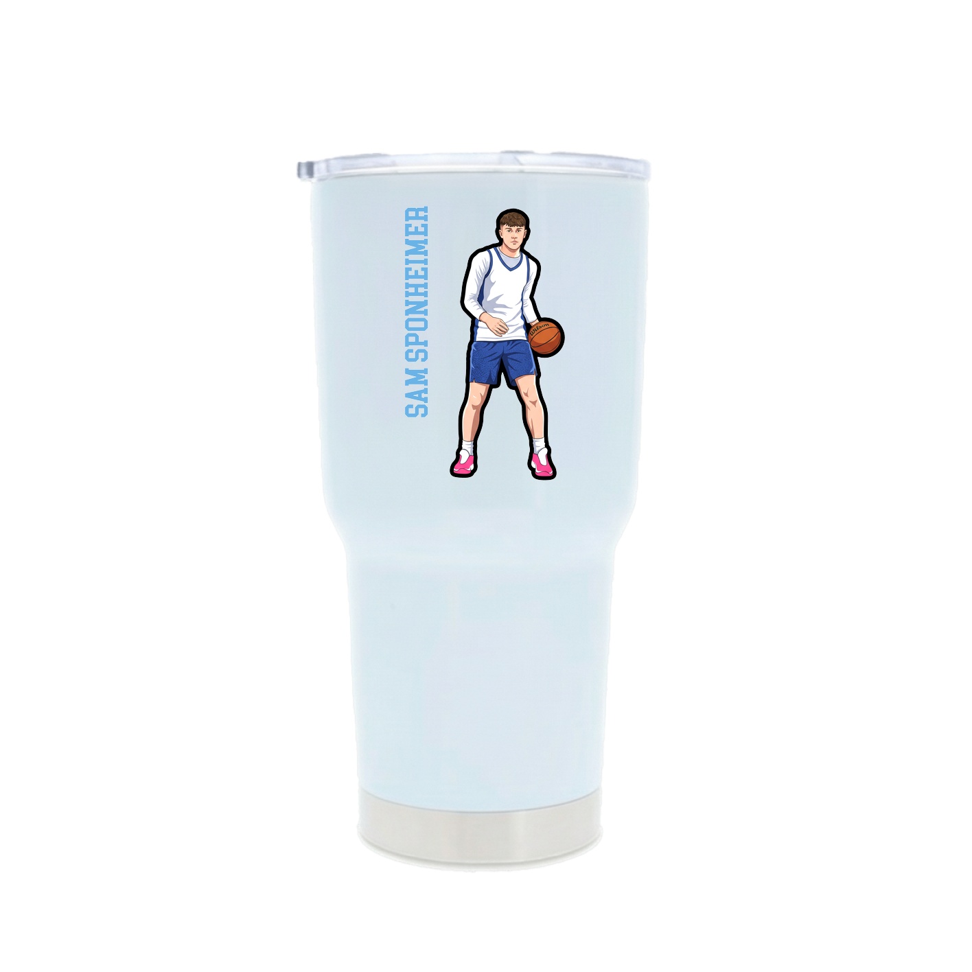 30oz Stainless Steel Tumbler — Name Vertical in White