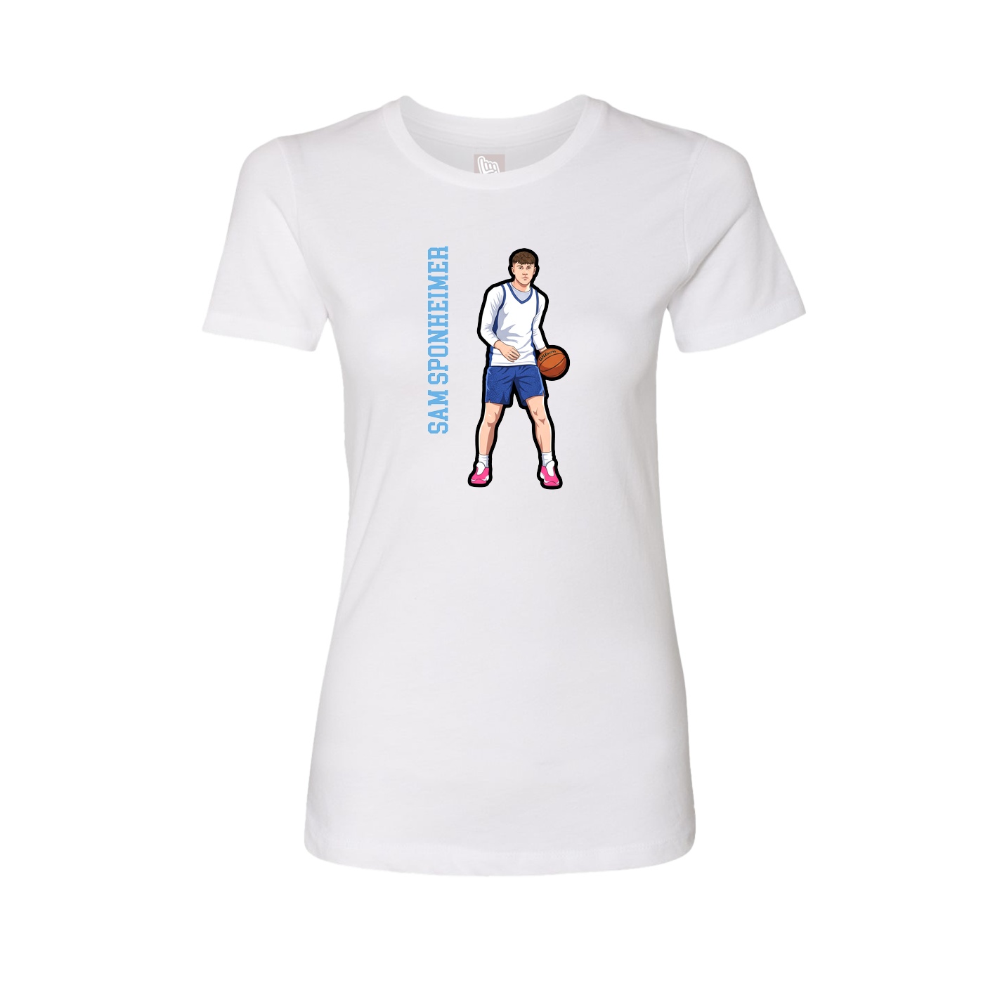 Fitted Women's Tee — Name Vertical in White