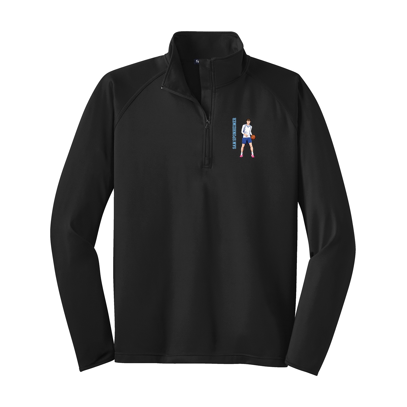 Q-Zip Pullover — Name Vertical in Black