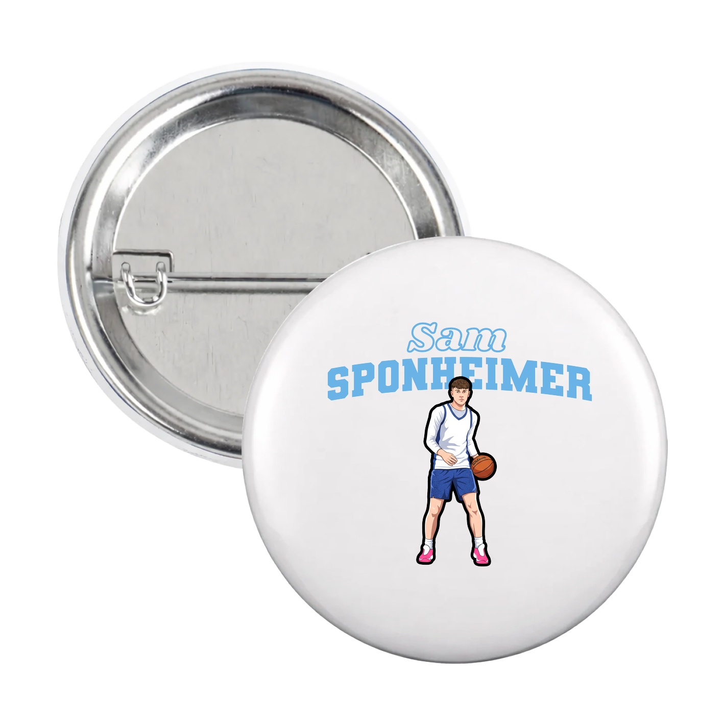 Game Day Button — Name Arch in White
