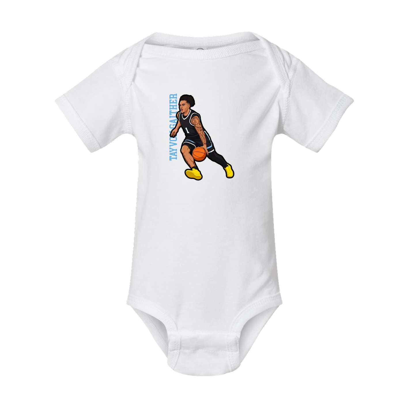 Baby Onesie — Name Vertical in White