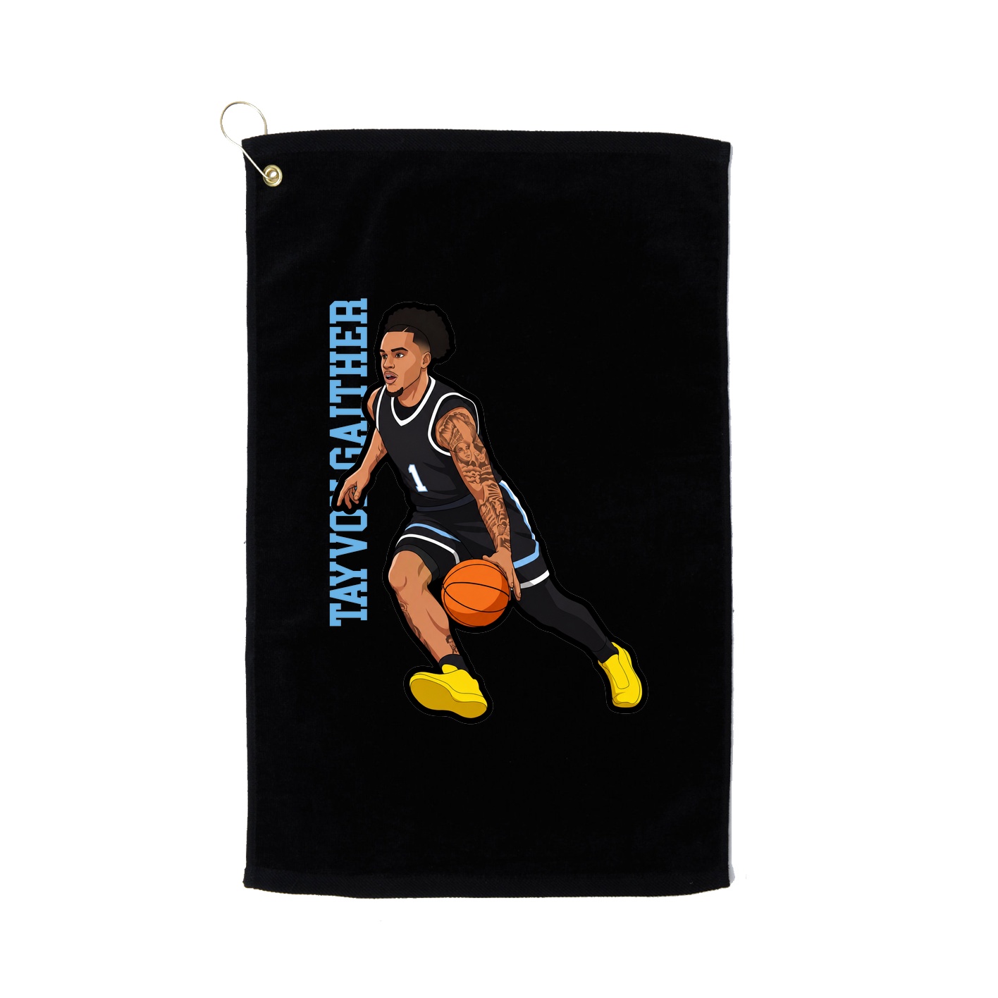 Golf Towel — Name Vertical in Black