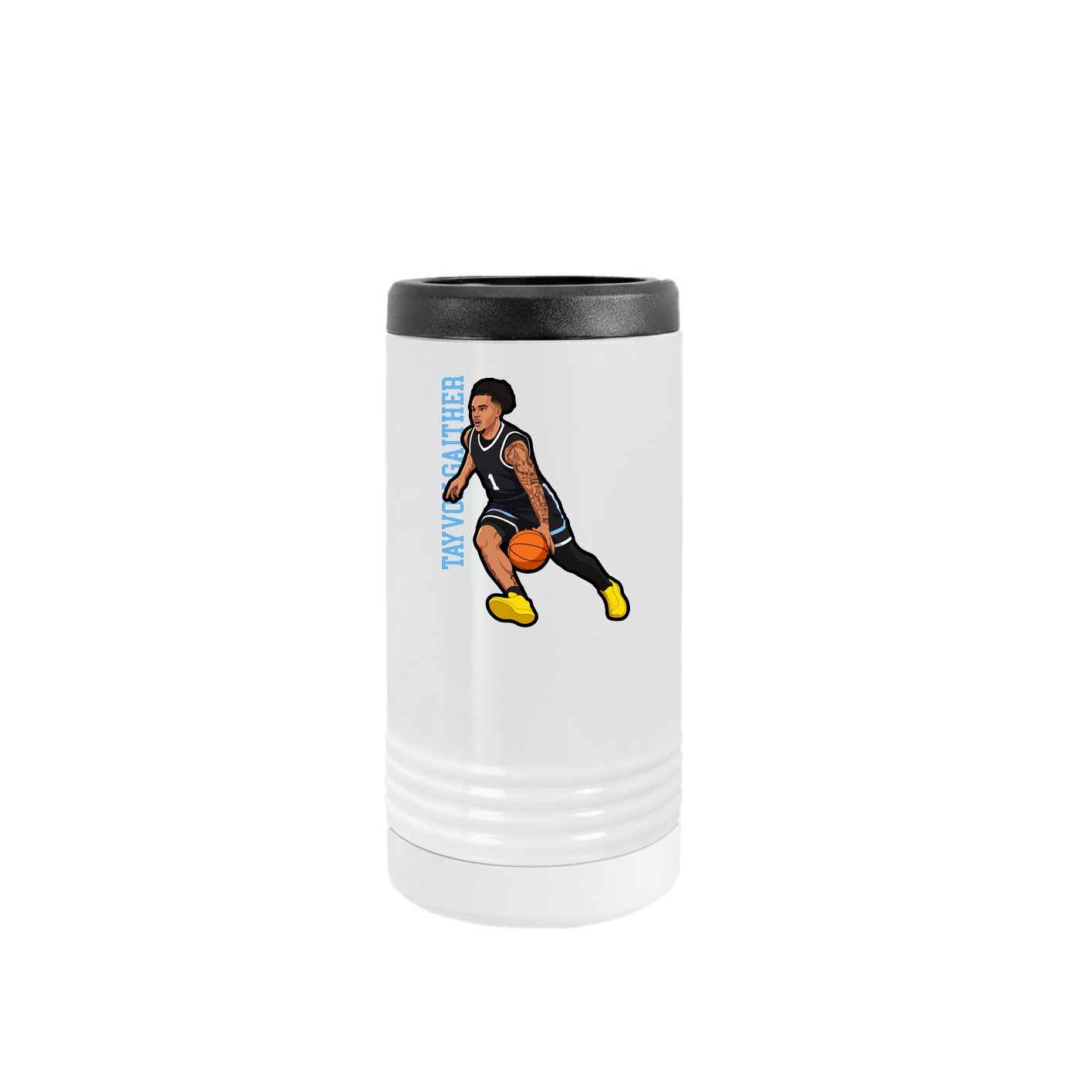 Slim Beverage Holder — Name Vertical in White