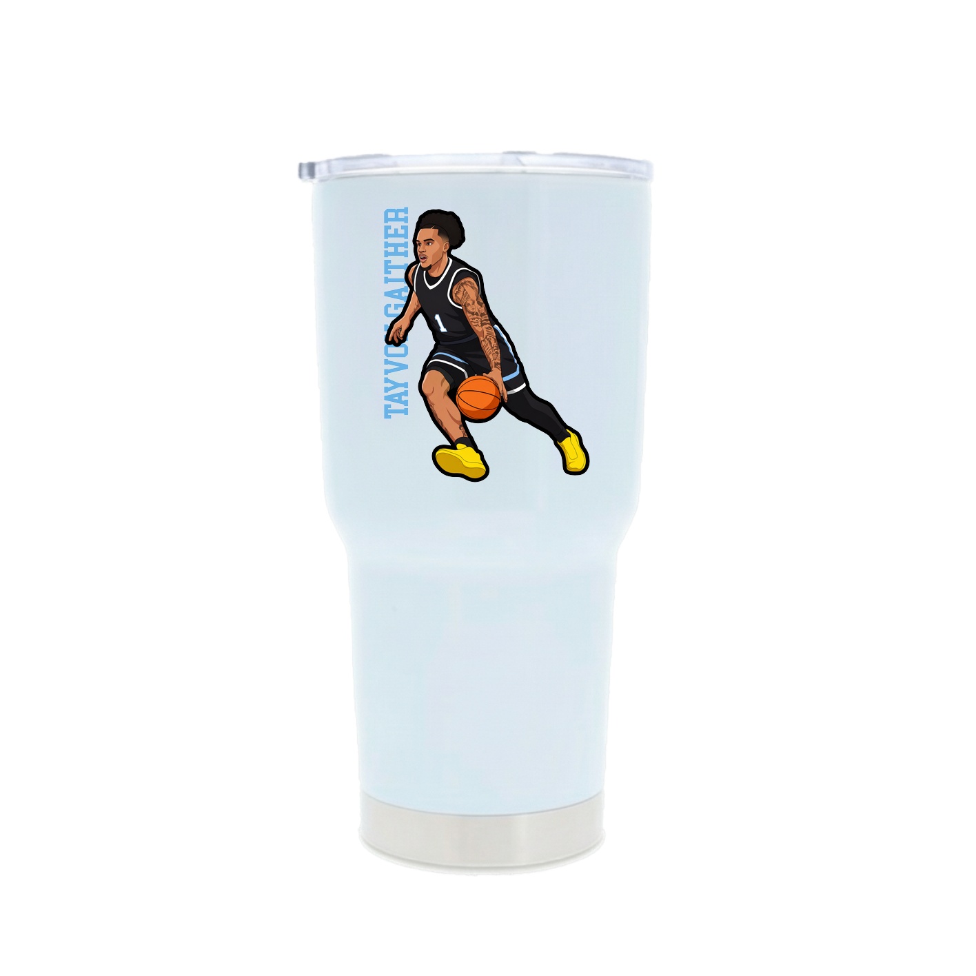 30oz Stainless Steel Tumbler — Name Vertical in White
