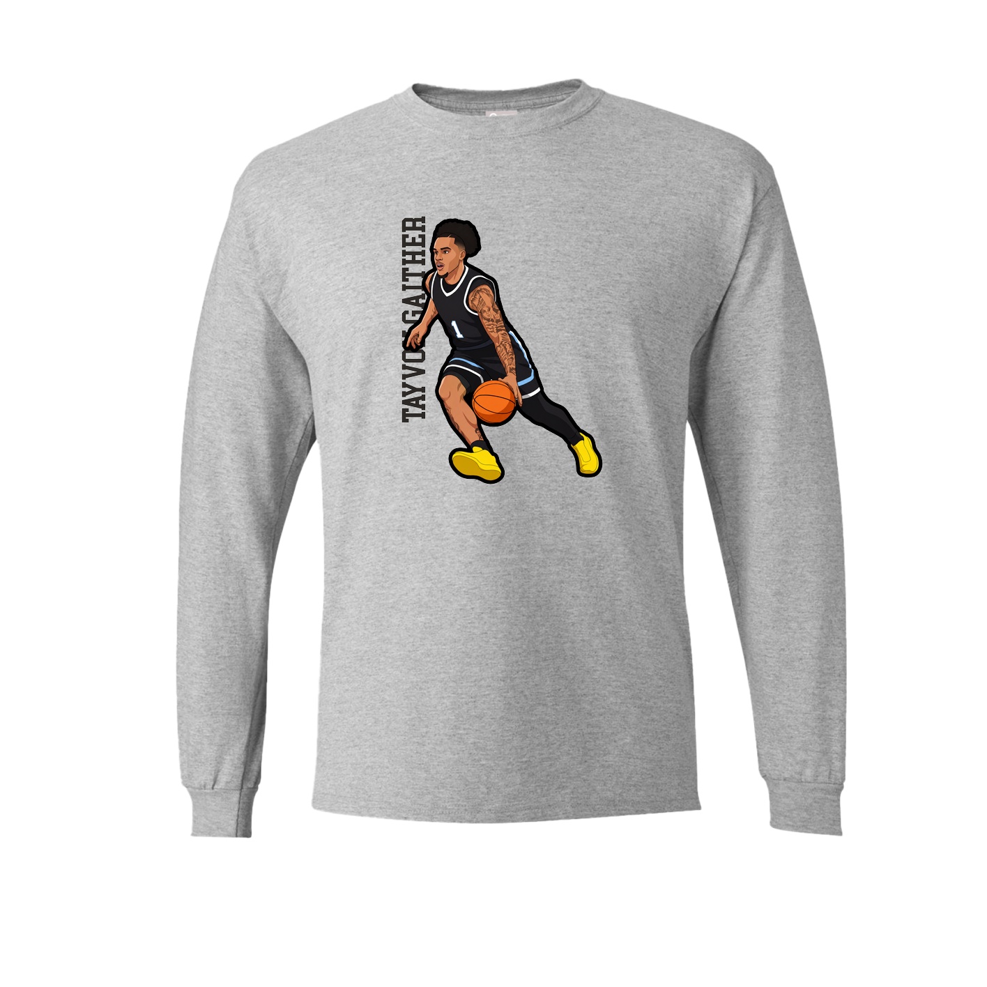 Long Sleeve Tee — Name Vertical in Grey