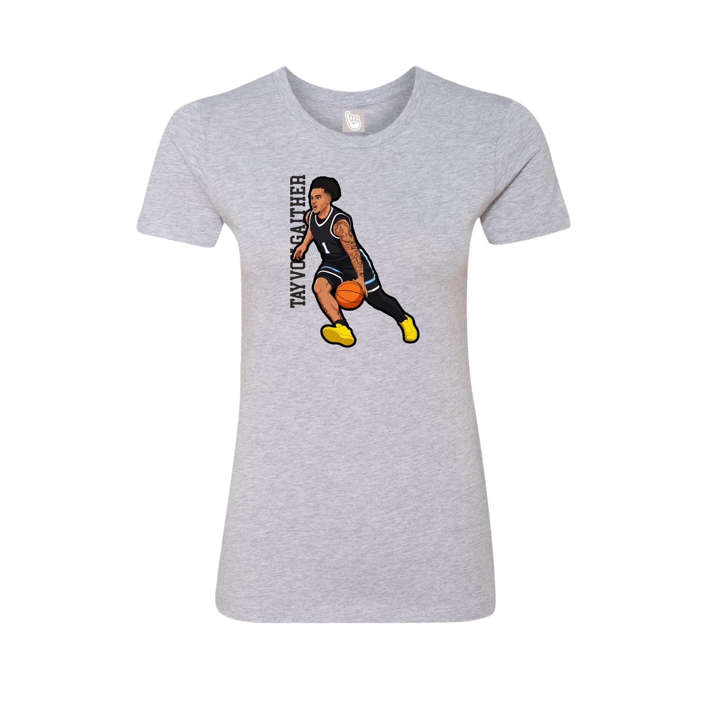Fitted Women's Tee — Name Vertical in Grey