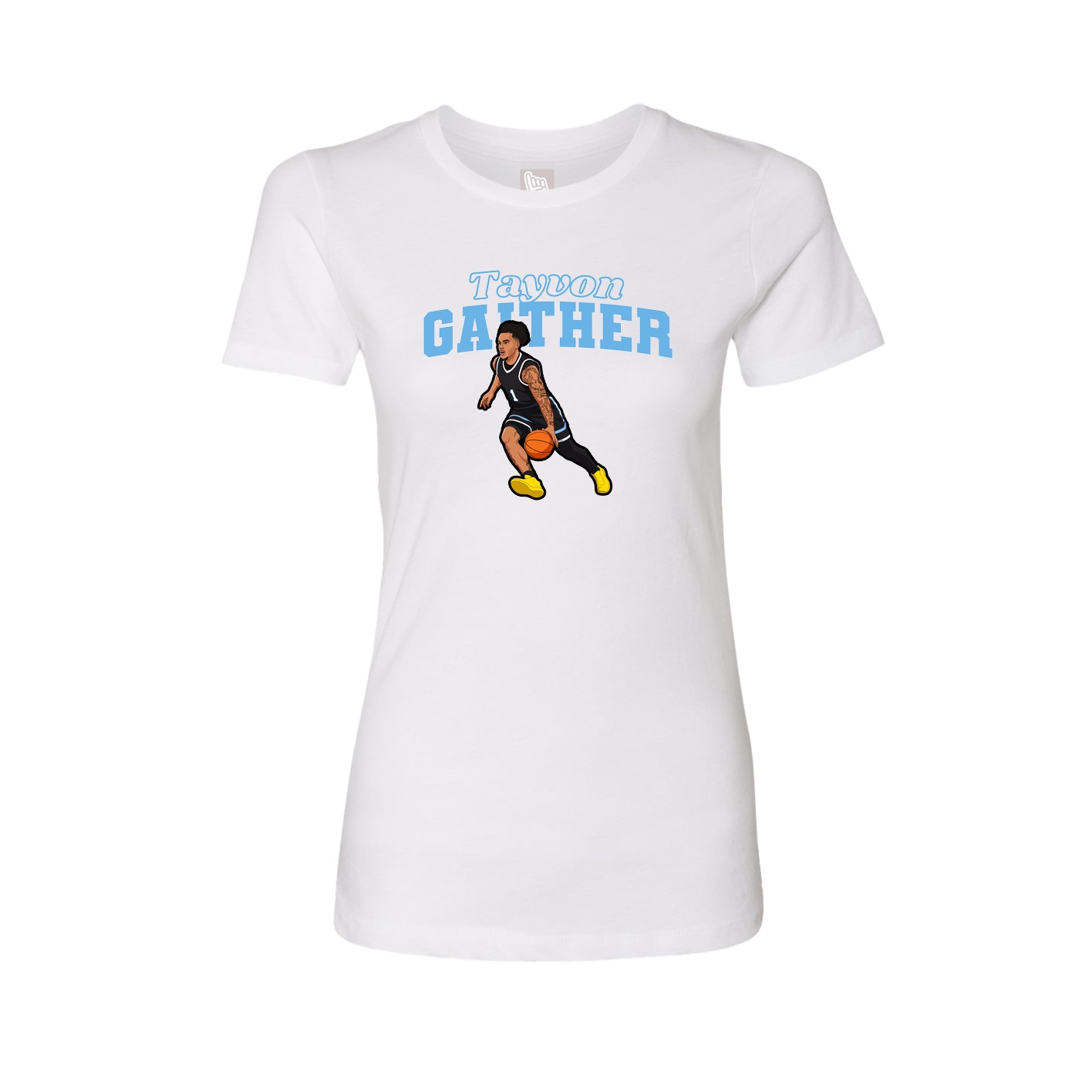 Fitted Women's Tee — Name Arch in White