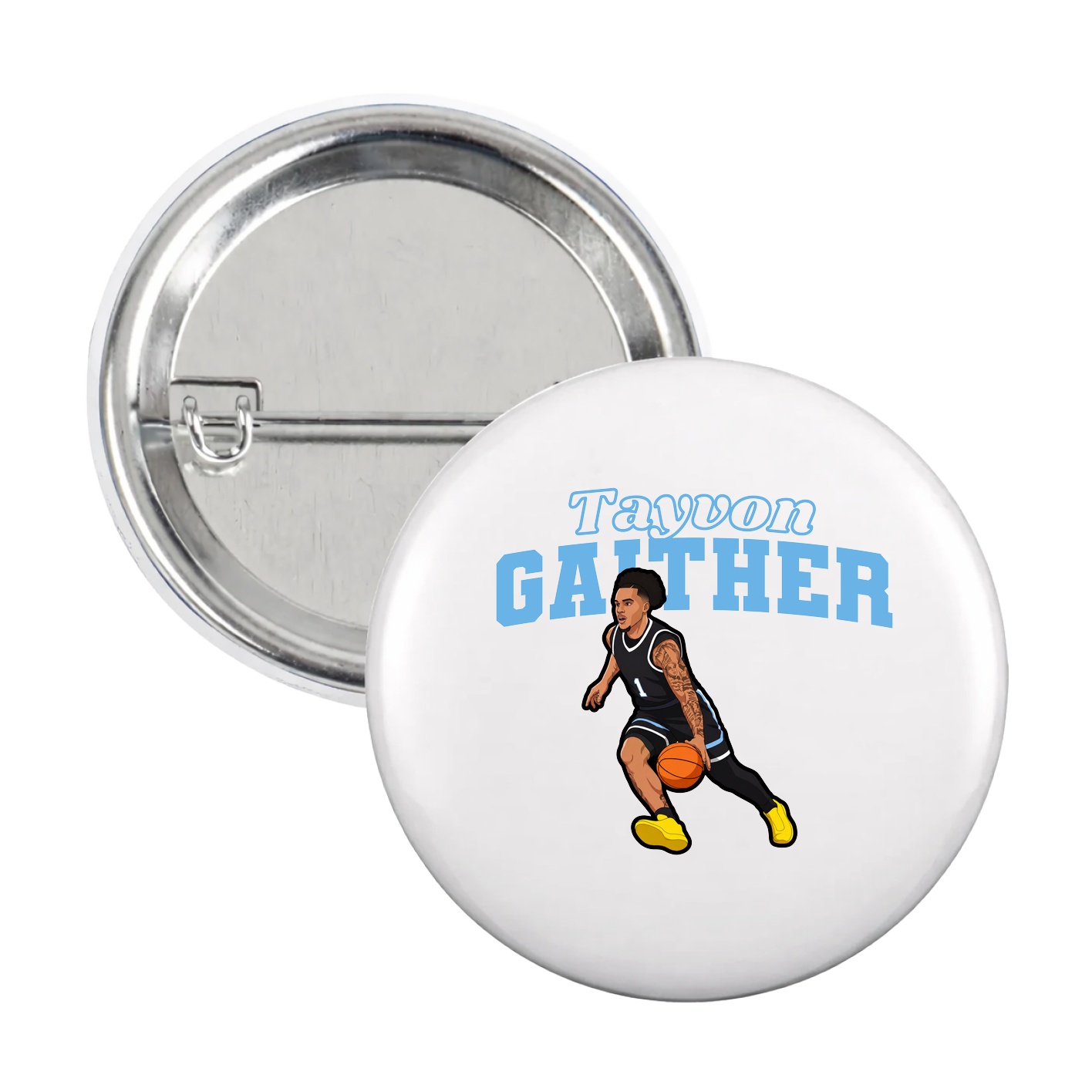Game Day Button — Name Arch in White