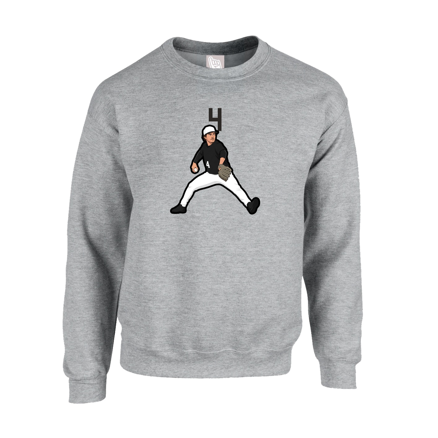 Fleece Crew — Number Top in Grey