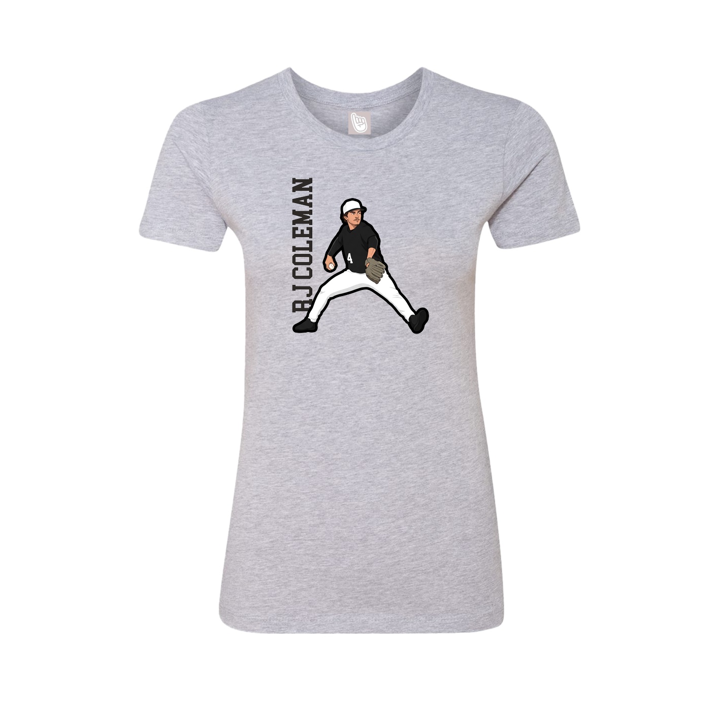Fitted Women's Tee — Name Vertical in Grey