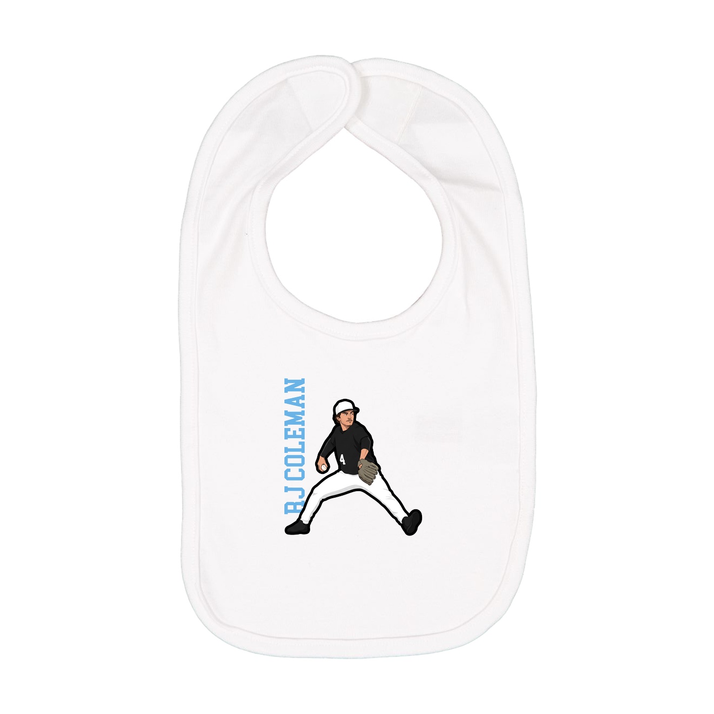 Infant Bib — Name Vertical in White