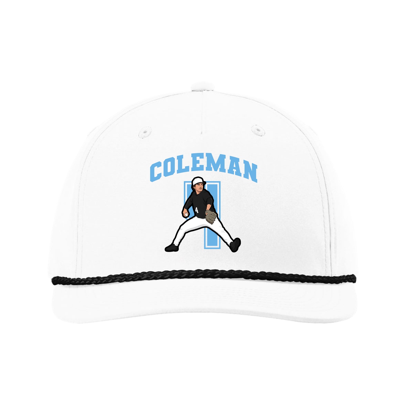 Five-Panel Classic Rope Cap — Number in White