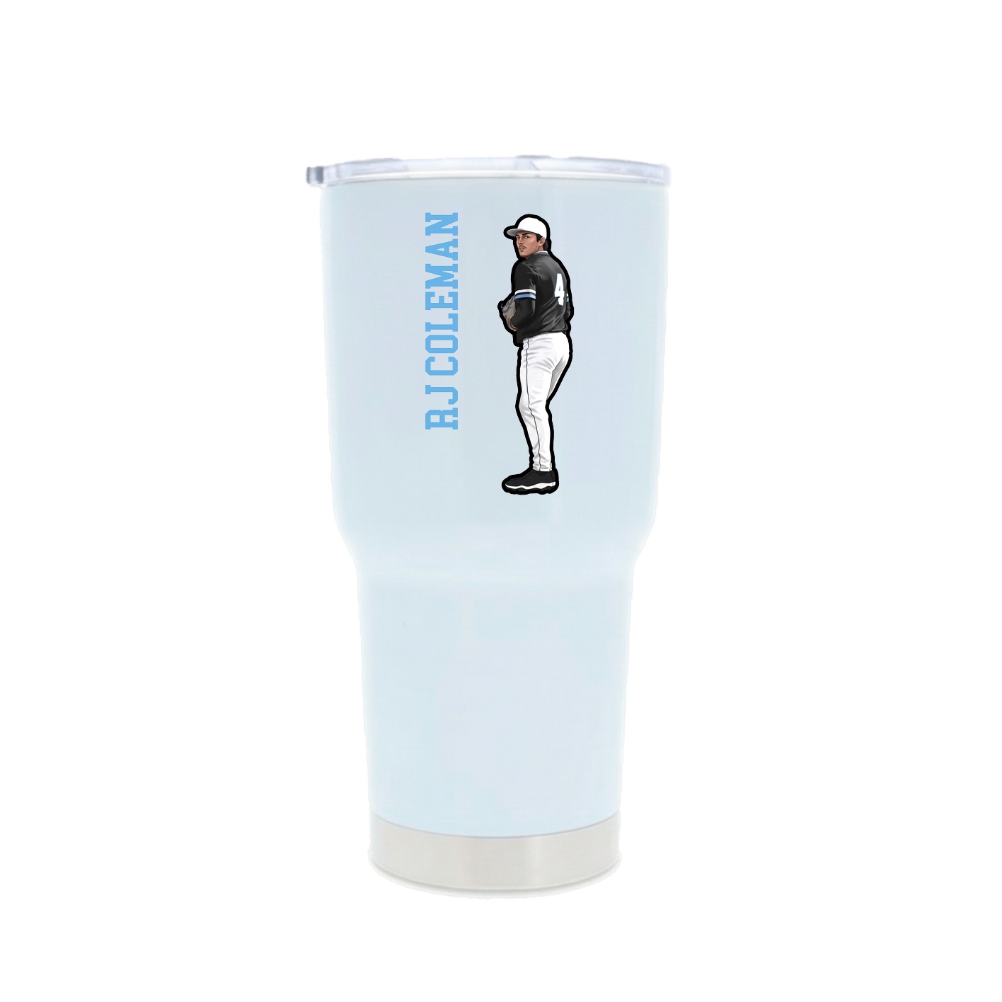 30oz Stainless Steel Tumbler — Name Vertical in White