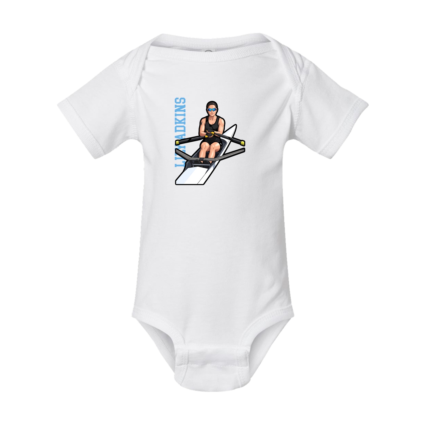Baby Onesie — Name Vertical in White