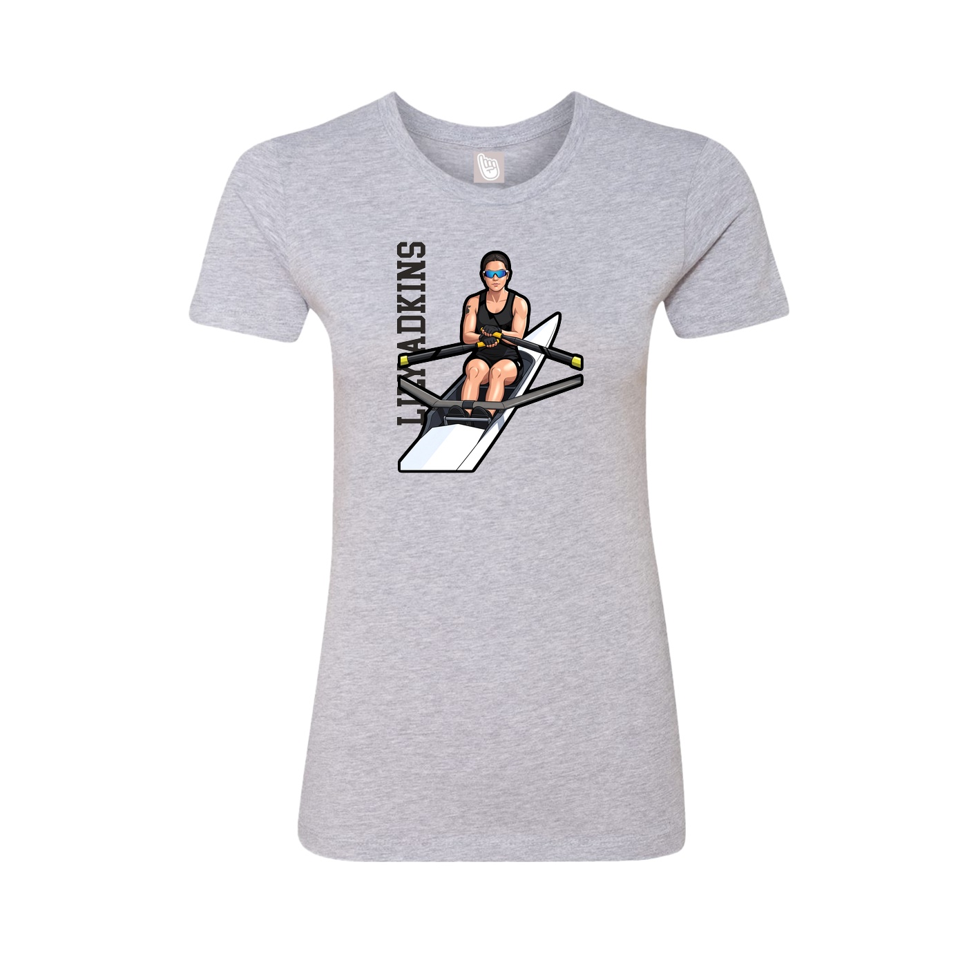 Fitted Women's Tee — Name Vertical in Grey