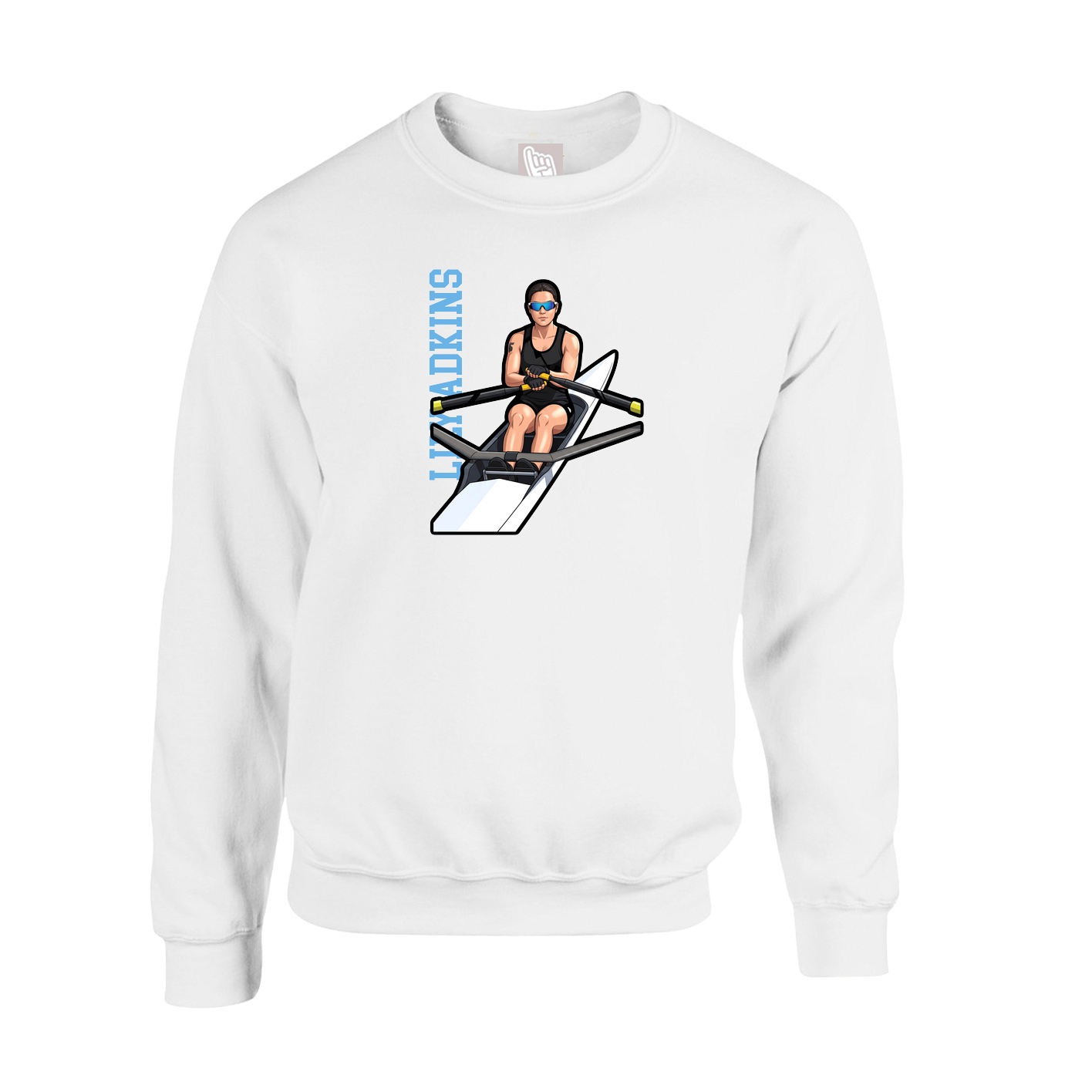 Fleece Crew — Name Vertical in White