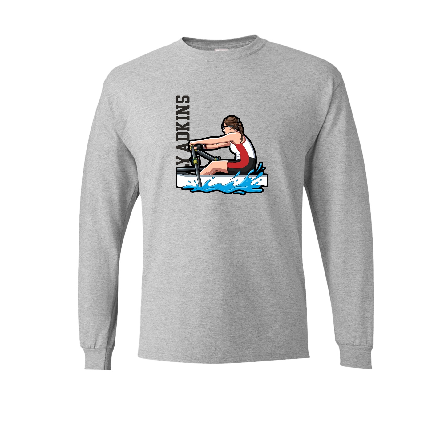 Long Sleeve Tee — Name Vertical in Grey