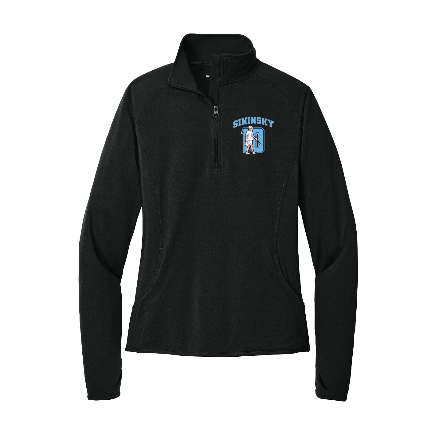 Women's Q-Zip Pullover — Number in Black