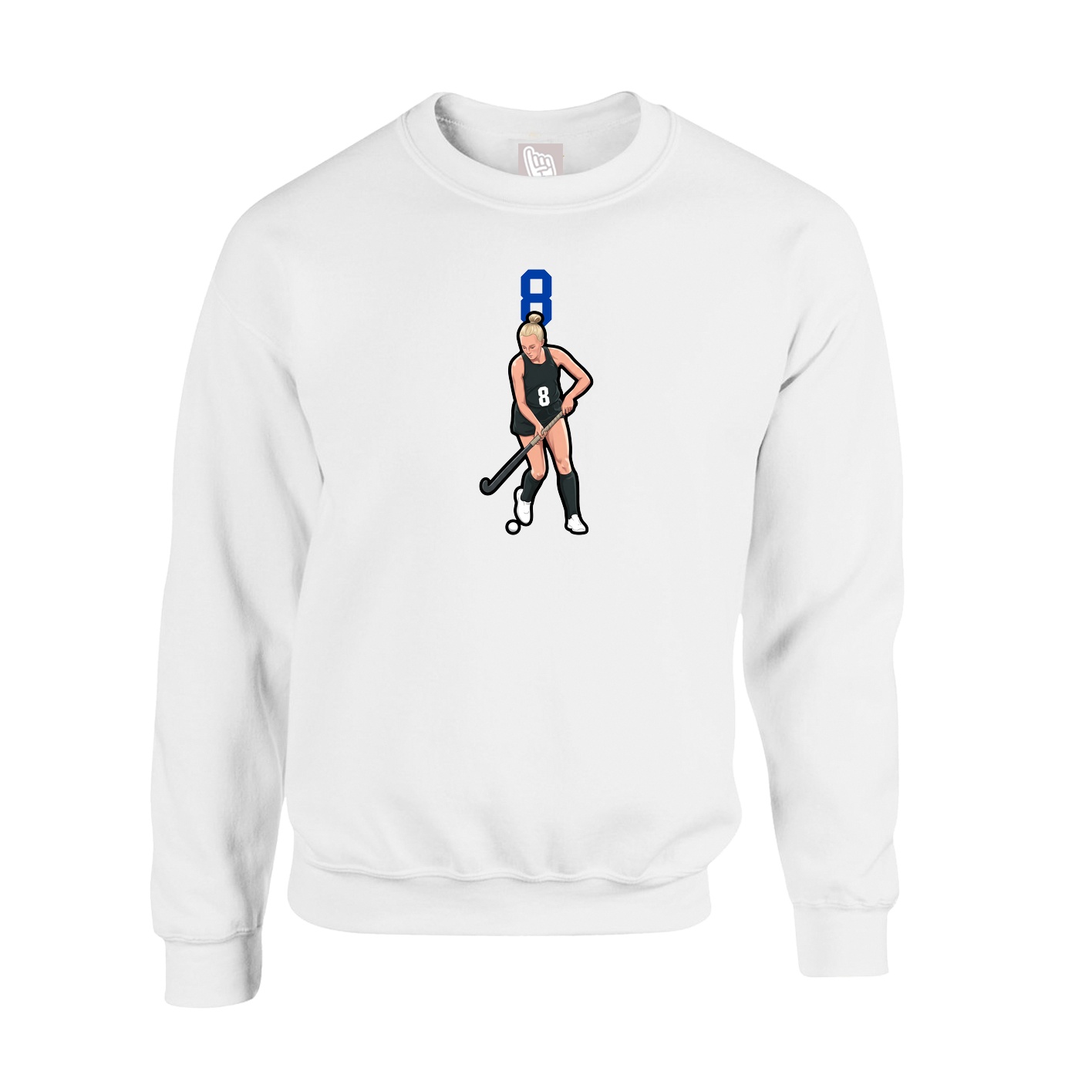 Fleece Crew — Number Top in White