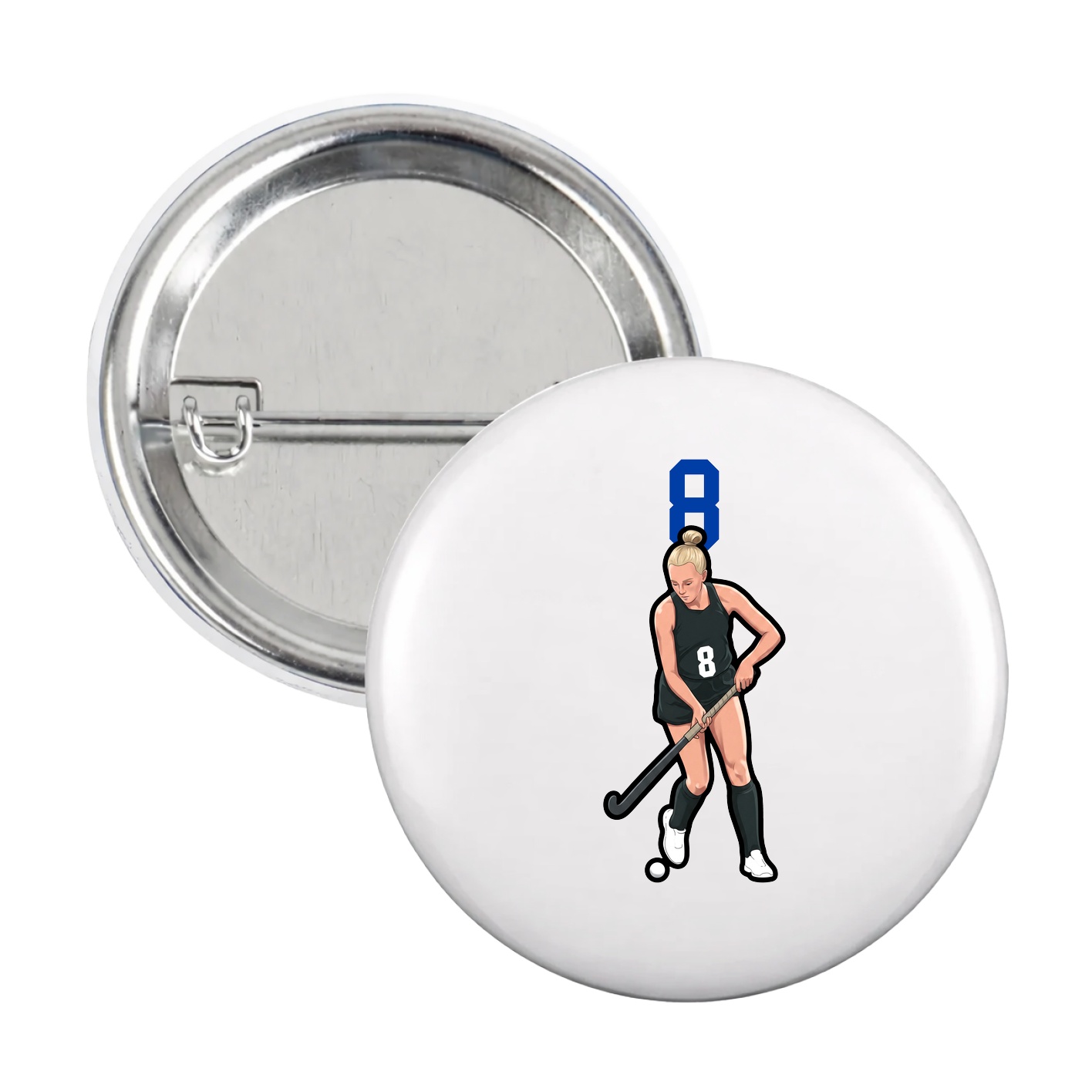 Game Day Button — Number Top in White