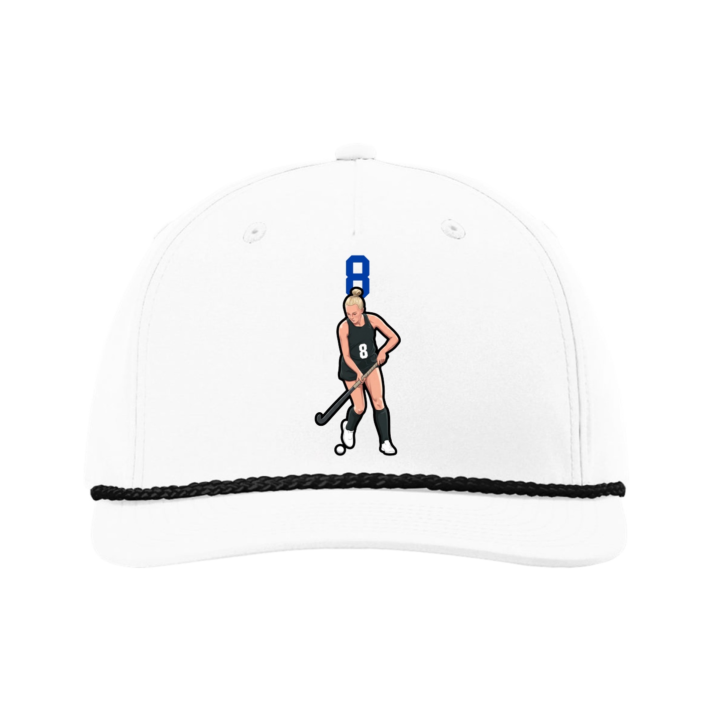 Five-Panel Classic Rope Cap — Number Top in White