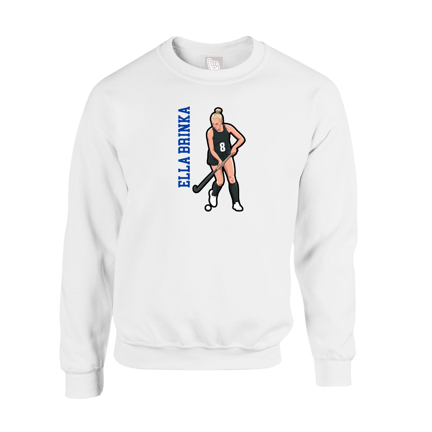 Fleece Crew — Name Vertical in White