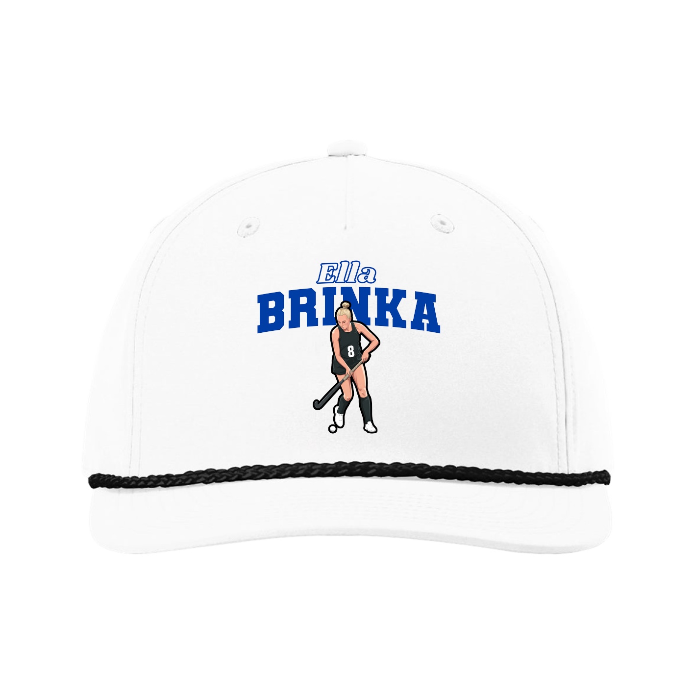 Five-Panel Classic Rope Cap — Name Arch in White